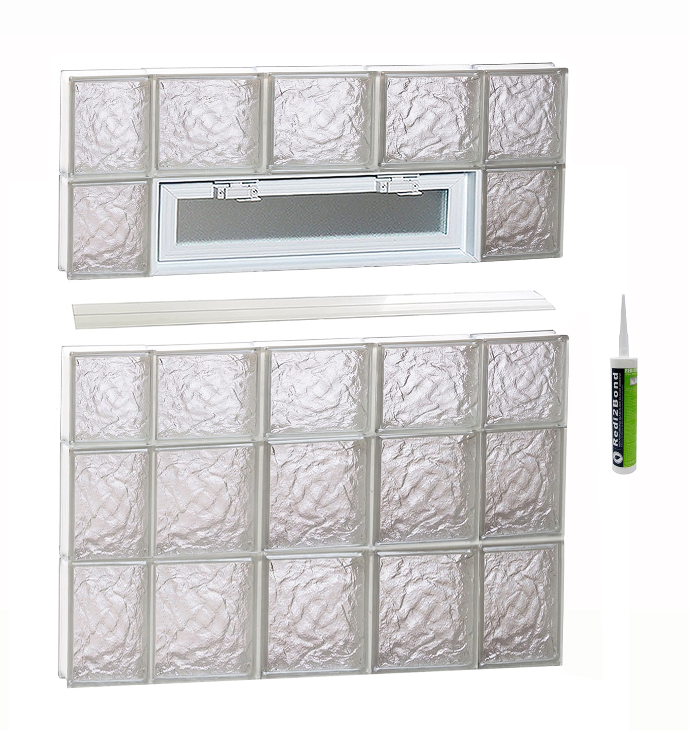 REDI2SET V3638IS Ice Glass 34-3/4-in x 36-3/4-in Frameless Replacement Vented Glass Block Window