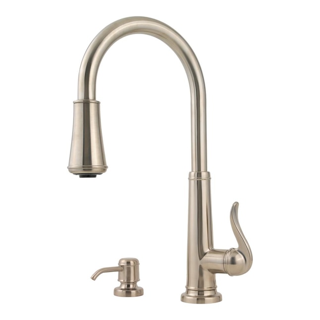 Pfister Ashfield Brushed Nickel 1-Handle Deck-Mount Pull-Out Handle Kitchen Faucet (Deck Plate Included) Pfister Ashfield Brushed Nickel 1-Handle Deck-Mount Pull-Out Handle Kitchen Faucet (Deck Plate Included)