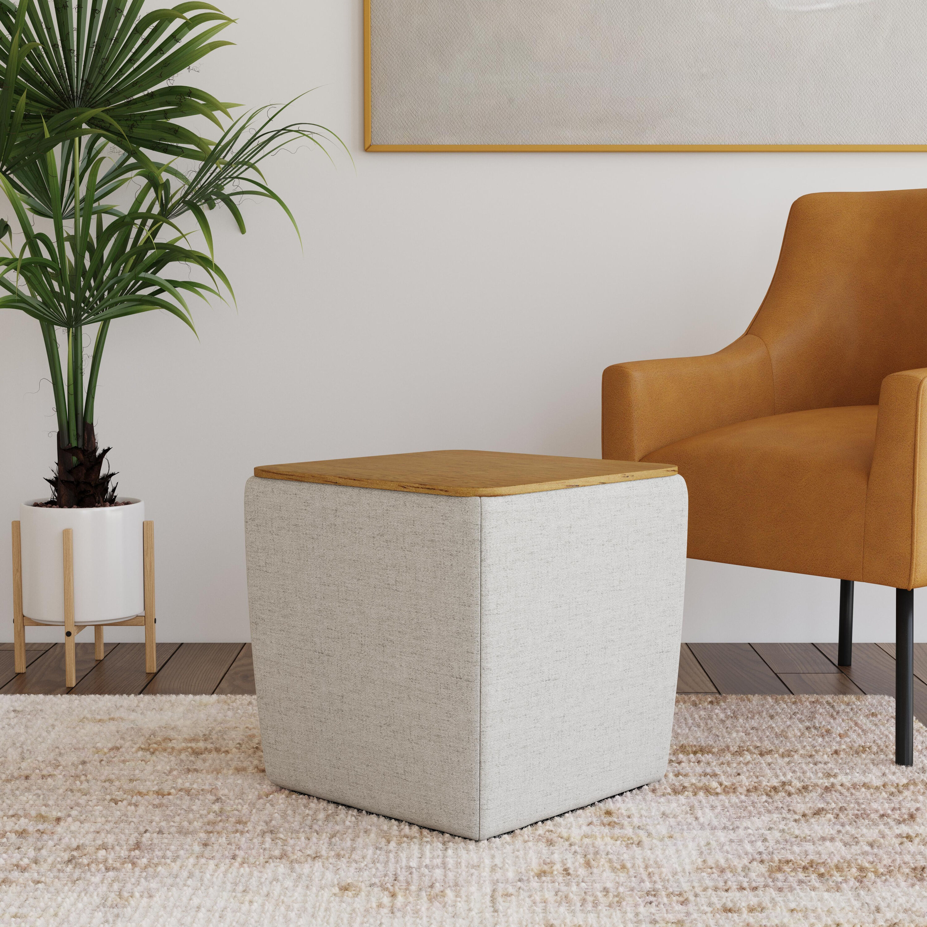 HomePop K8683-F2415 Modern Gray Woven Storage Ottoman