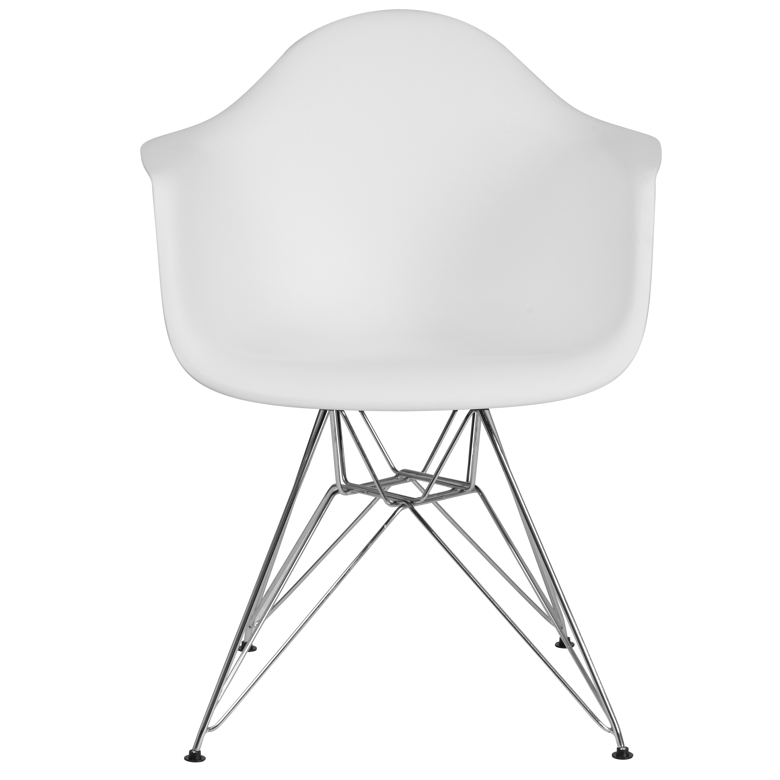 Alonza White Polypropylene Chair with Chrome Geometric Base