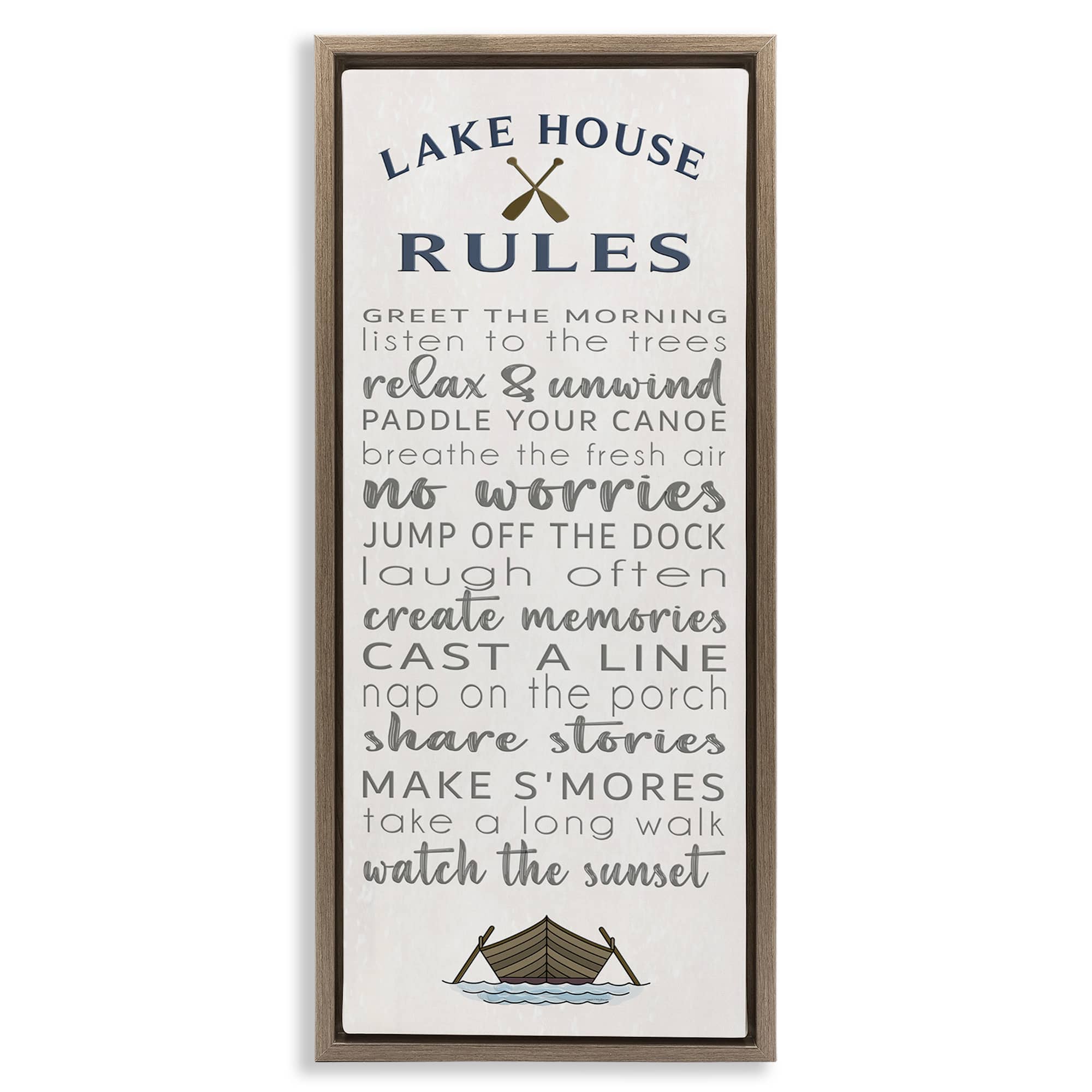 Stupell Industries BT-583-FFE-13X30 Fun Lake House Rules Floating Frame design by Seven Trees Design