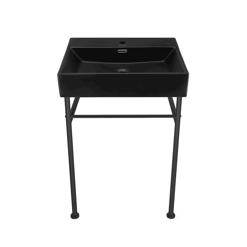 Swiss Madison - Claire 24 Ceramic Console Sink Matte Black Basin Black Legs
