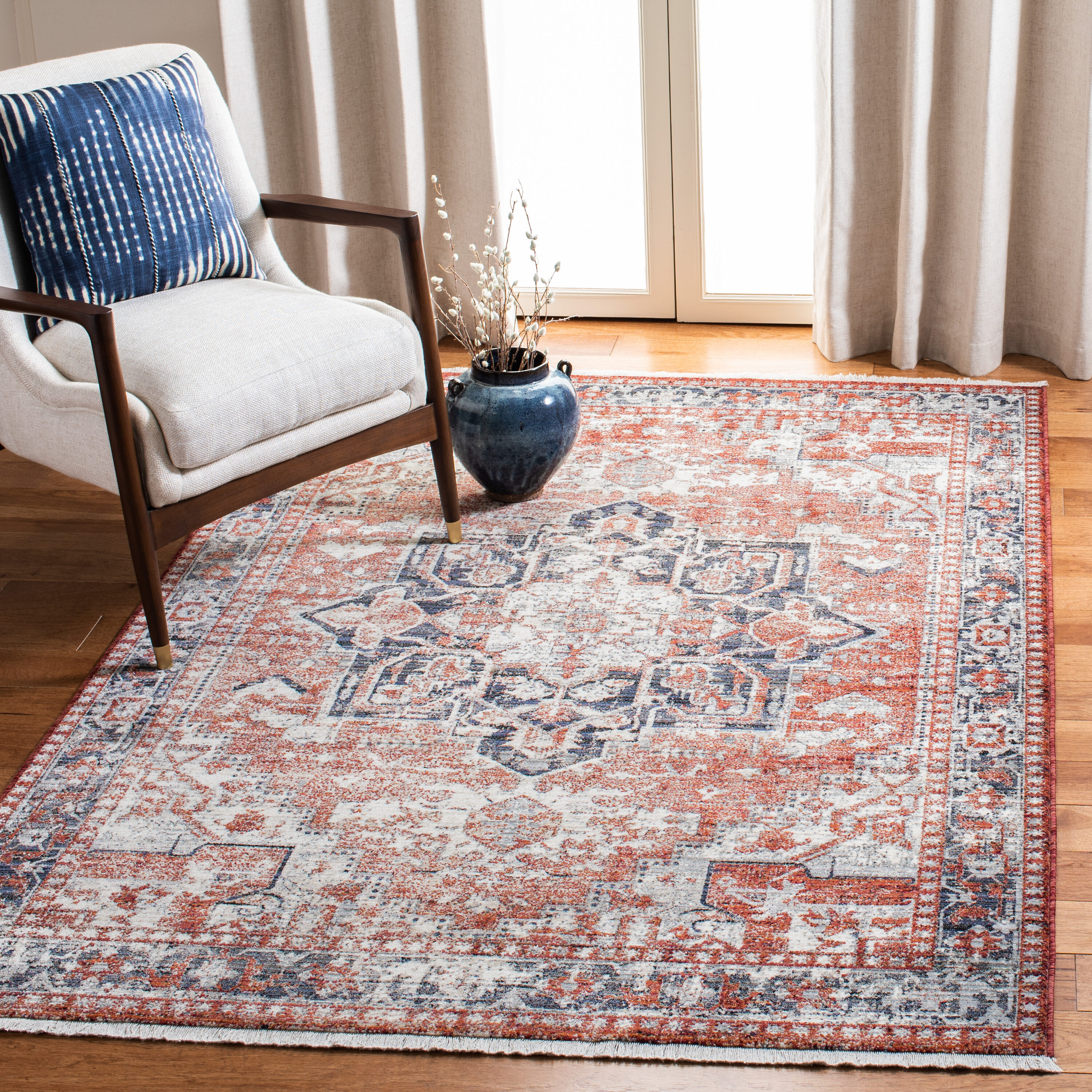 Safavieh Herat 392A Rust Creme 4 x 6 Area rug in the Rugs