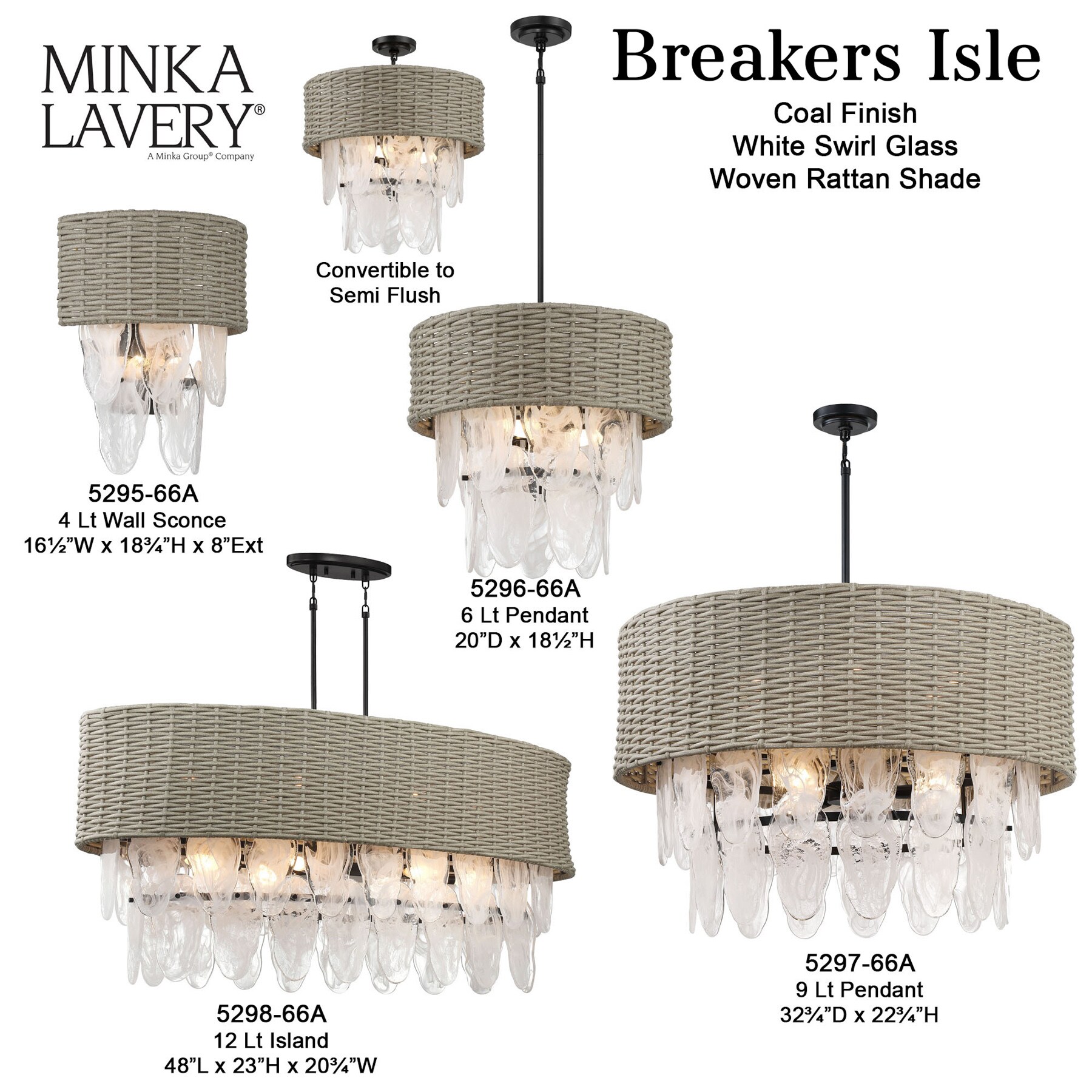 Minka Lavery Breakers Isle 16.375-in W 4-Light Matte Black Coastal ...