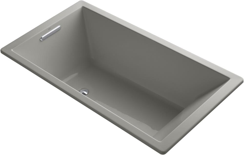 KOHLER K-1173-VBW-K4 Underscore Rectangle 36-in W x 66-in L Cashmere Acrylic Rectangular Reversible Drain Drop-In Bathtub