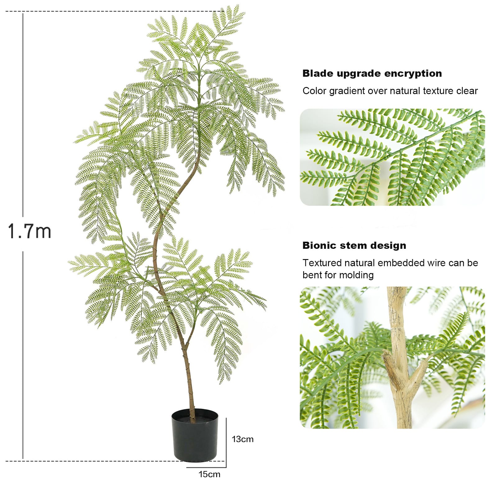 Der Rose WSS11-FQZOL-VWGTCFGK 2Pcs Artificial Jacaranda Tree Lifelike Faux Tree with Realistic Leaves for Office Home Living Room Greening Porch Decor