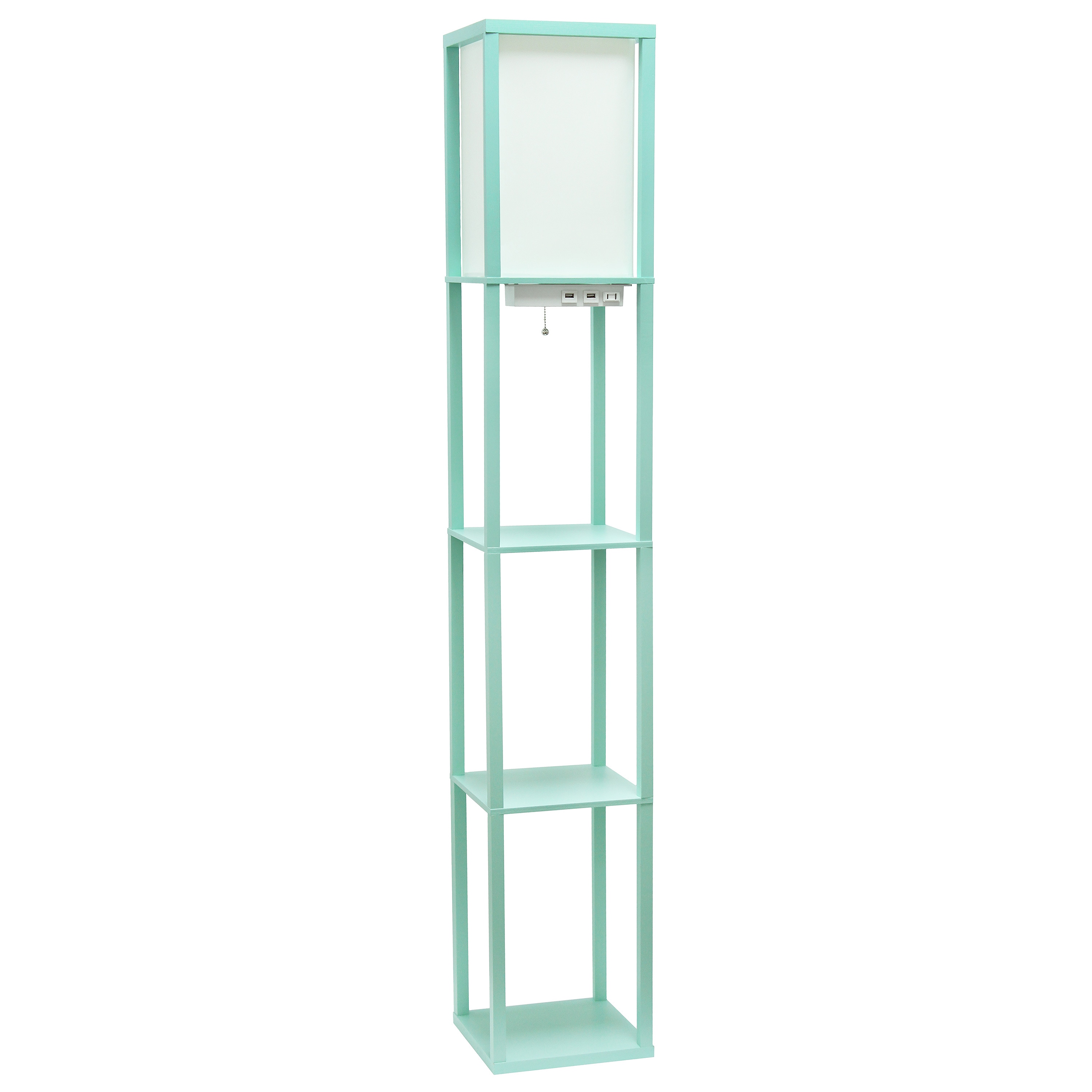 Creekwood Home CWF-3009-AU Classix 62.5-in Aqua Standard Floor Lamp with Linen Shade