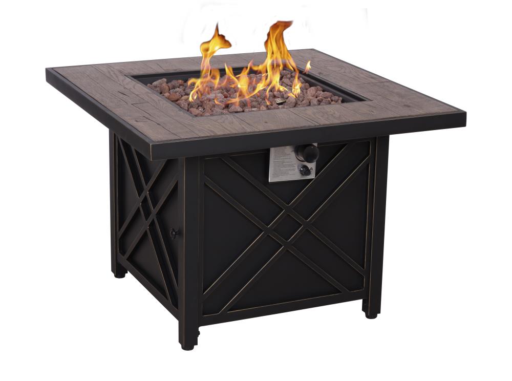 Foremost 34.5-in W 50000-BTU Black Steel Propane Gas Fire Pit Table at ...