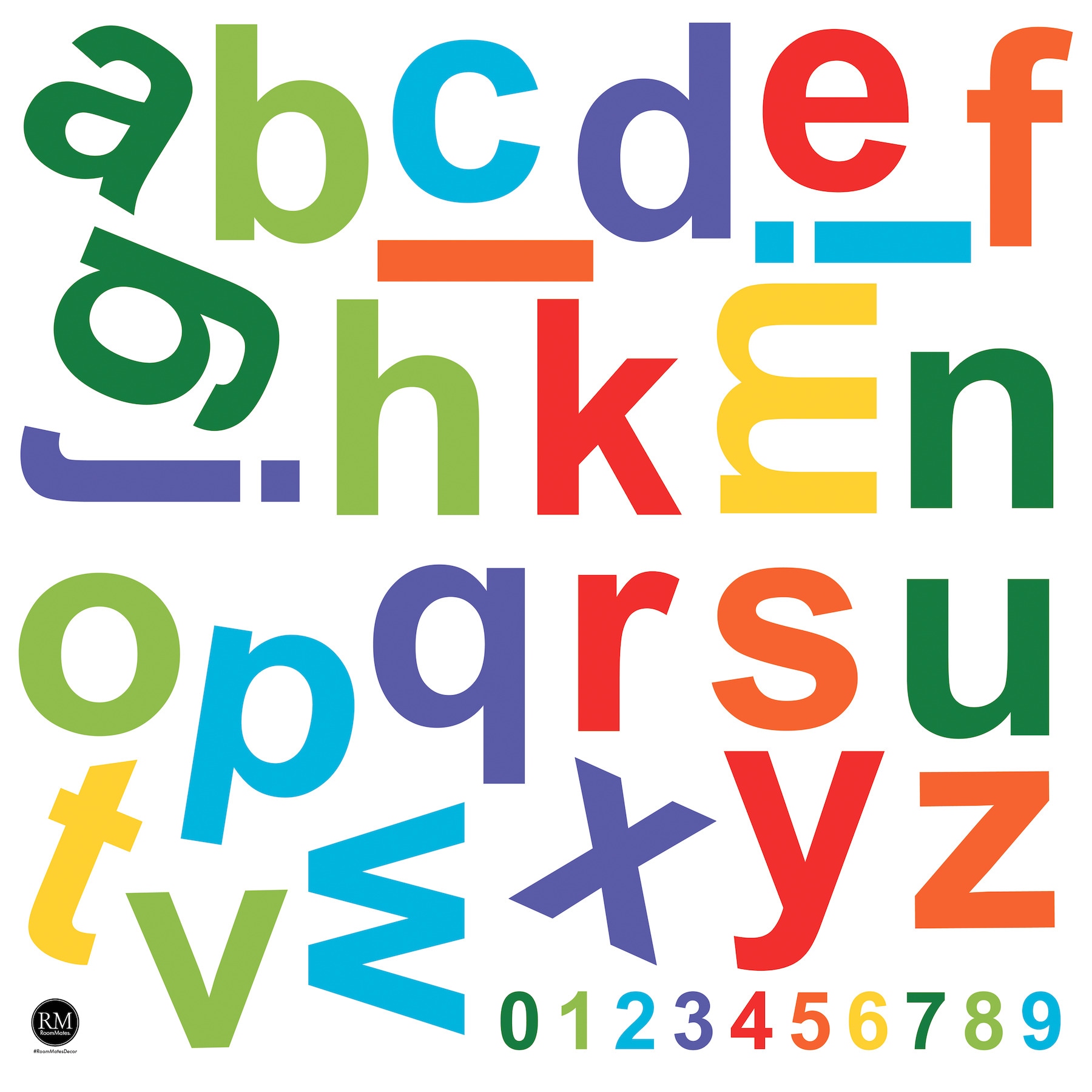 Colorful Alphabet and Number Peel and Stick Wall Decals