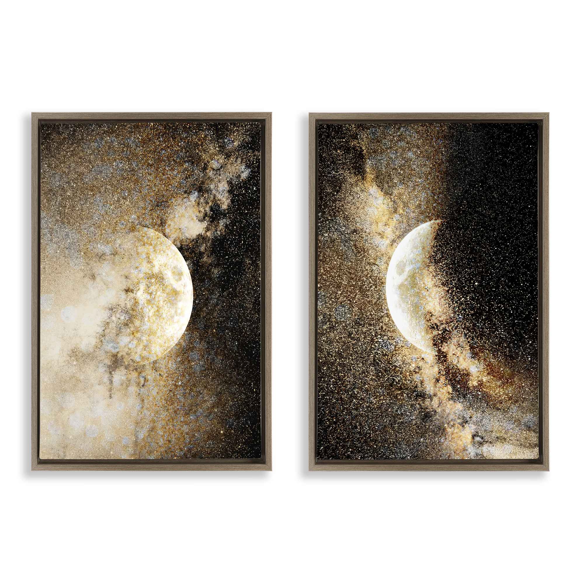 Stupell Industries B2-886-FFE-2PC-20X30 Moons with Starry Nebulas 2pc Floating Frame Set design by Gemma Bardot