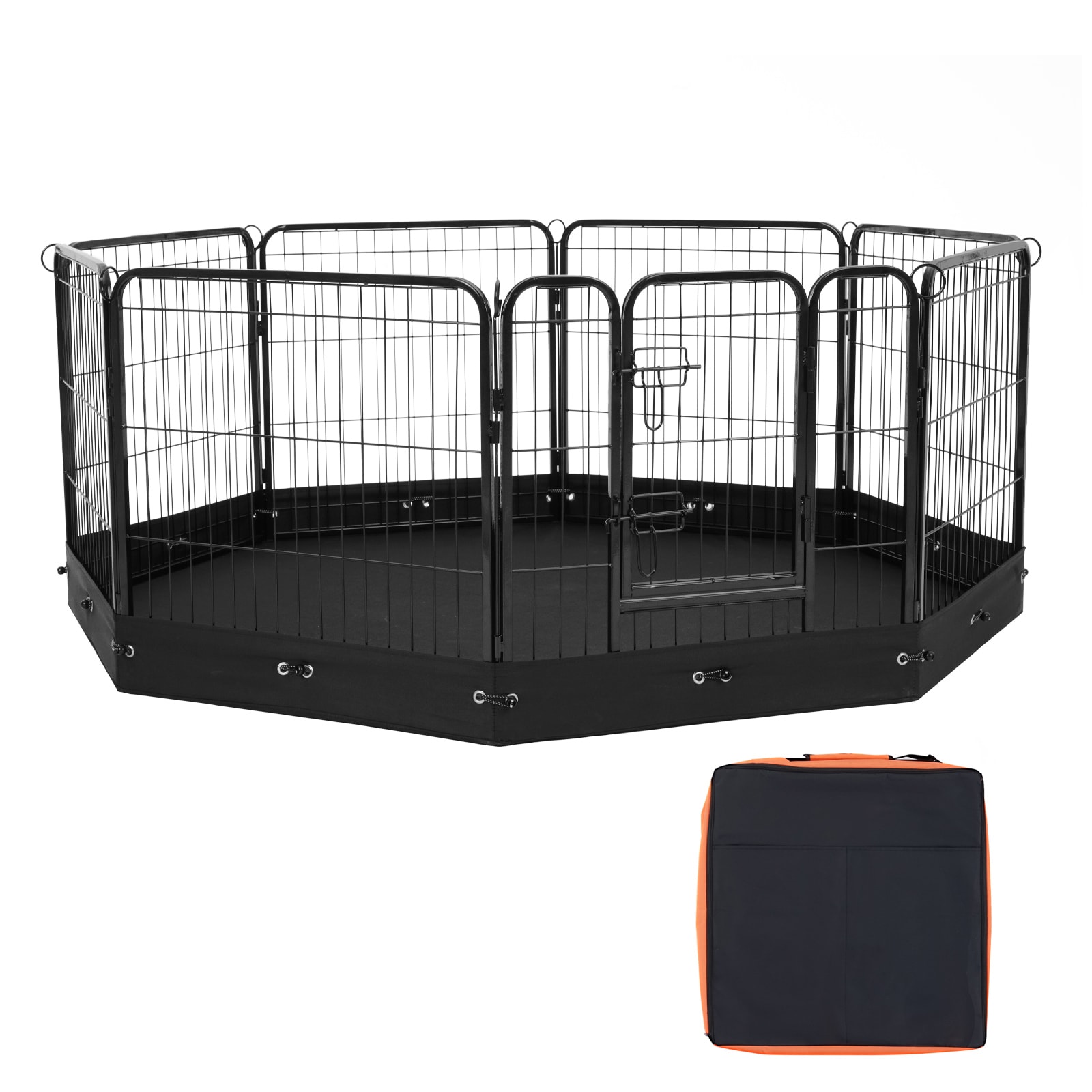 GIVIMO Dog Playpen 8-Panel 24 x 24-in Carbon Steel Foldable Pet Exercise Pen 63-in Octagon with Door Storage Bag 600D Oxford Bottom Pad for Small Medium Pets