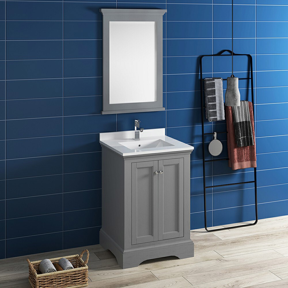 Windsor 24" Gray Solid Wood Freestanding Bathroom Vanity Cabinet