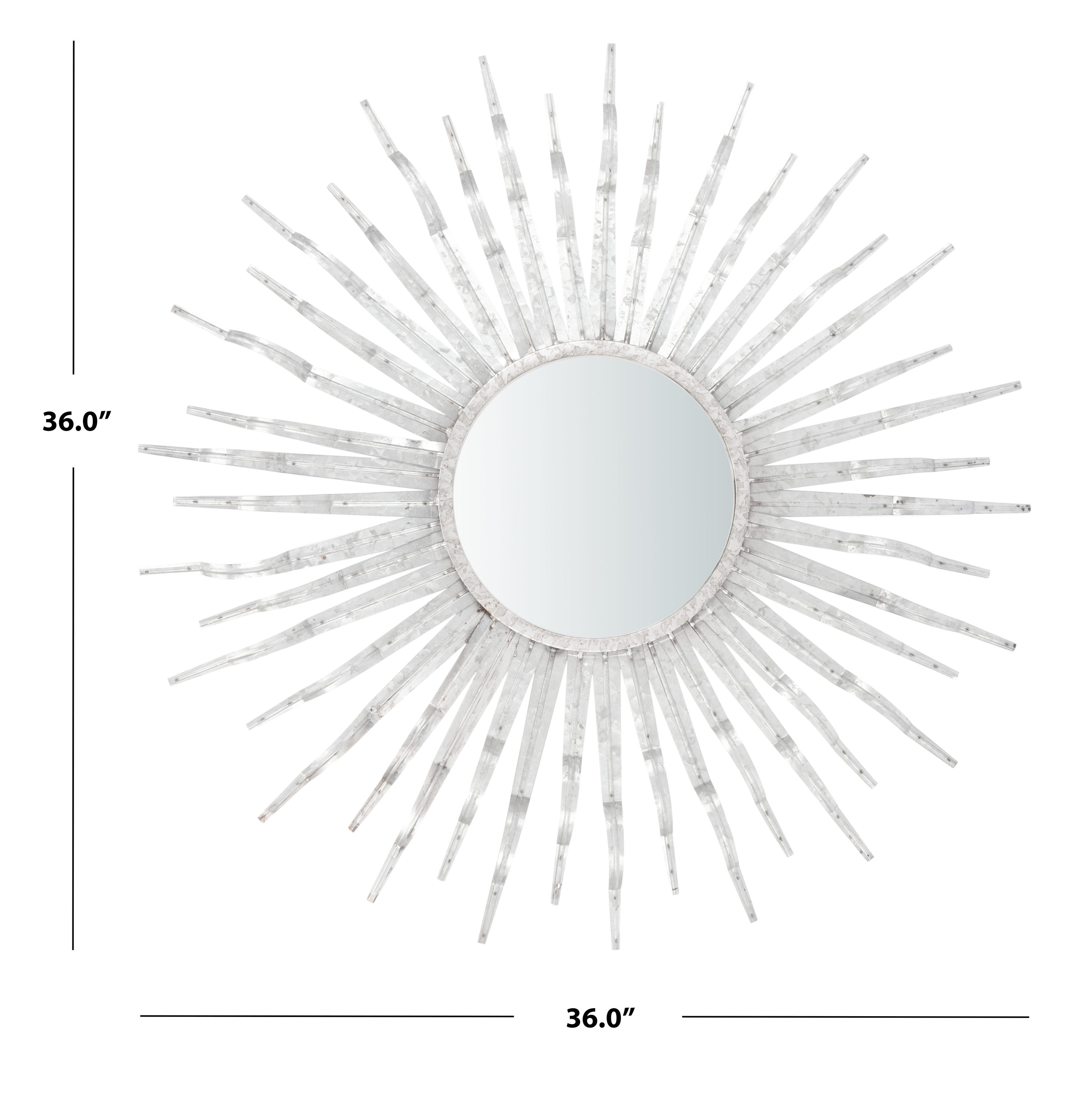 Safavieh Naya 35-in W x 35-in H Sunburst Silver Framed Wall Mirror at ...