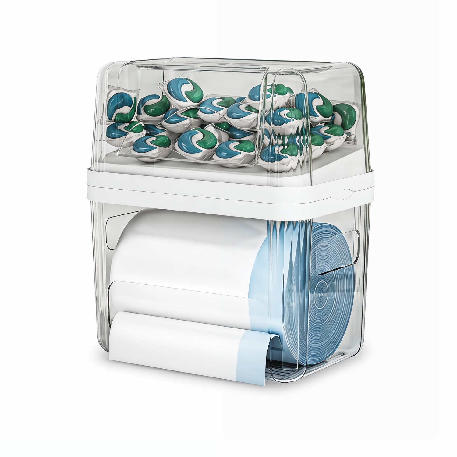Paradigms Interiors 2 In 1 Trash Bag Holder And Dishwasher Pods Container With Removable Lid Under Sink Storage Box For Kitchen Organizer