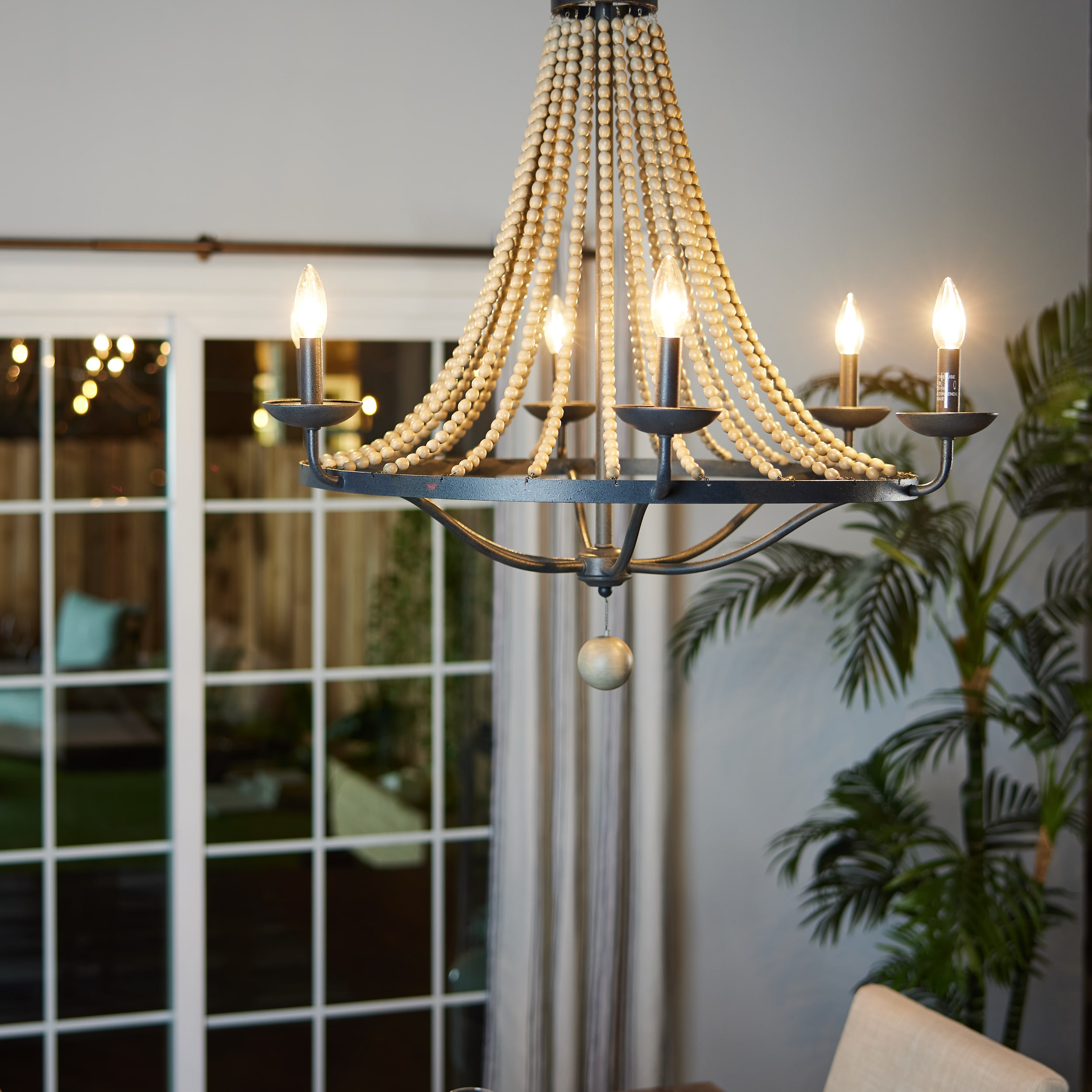 Nori 6-Light Dark Weathered Zinc and Driftwood Grey Chandelier