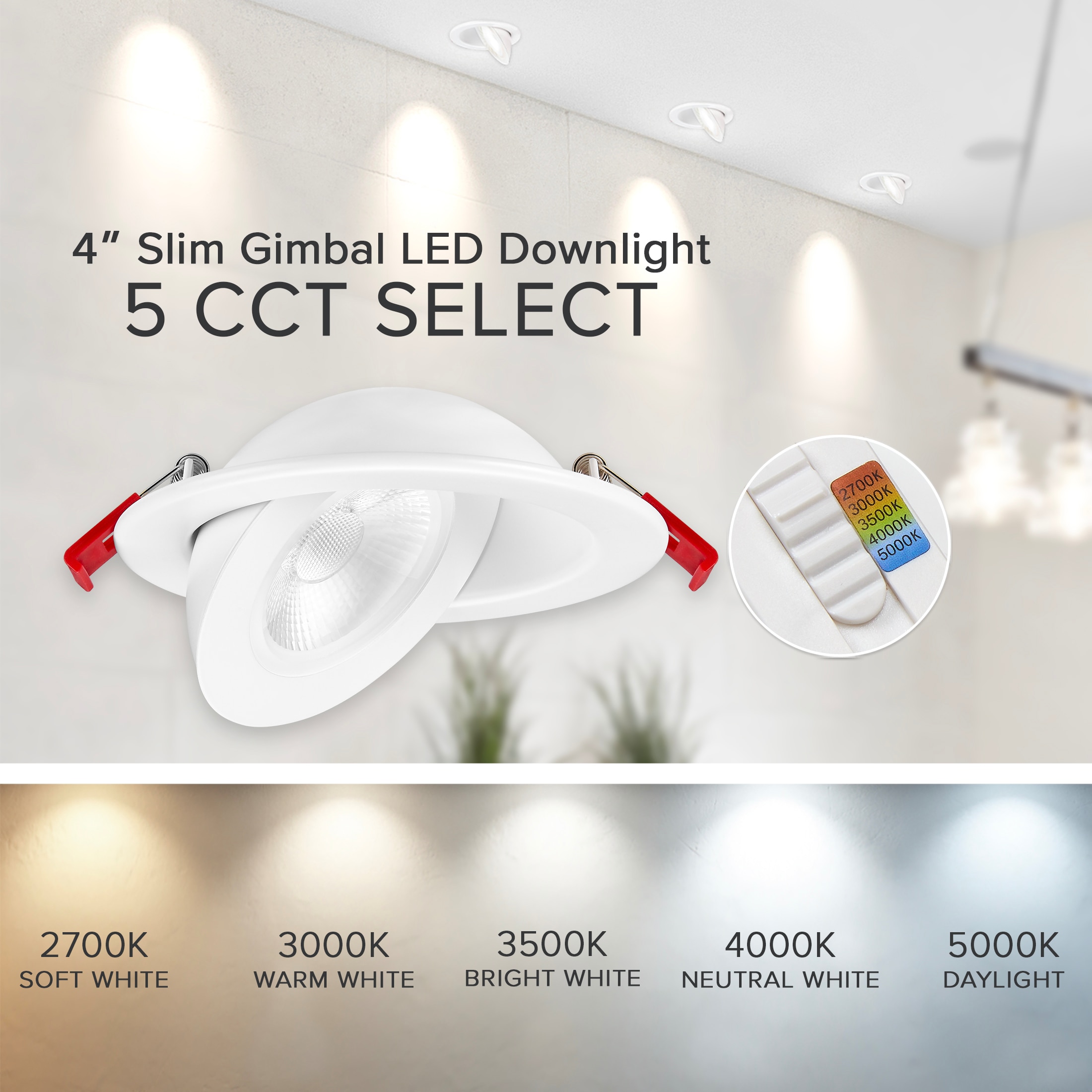 4-Inch White Aluminum Rotatable Ultra-Thin LED Downlight
