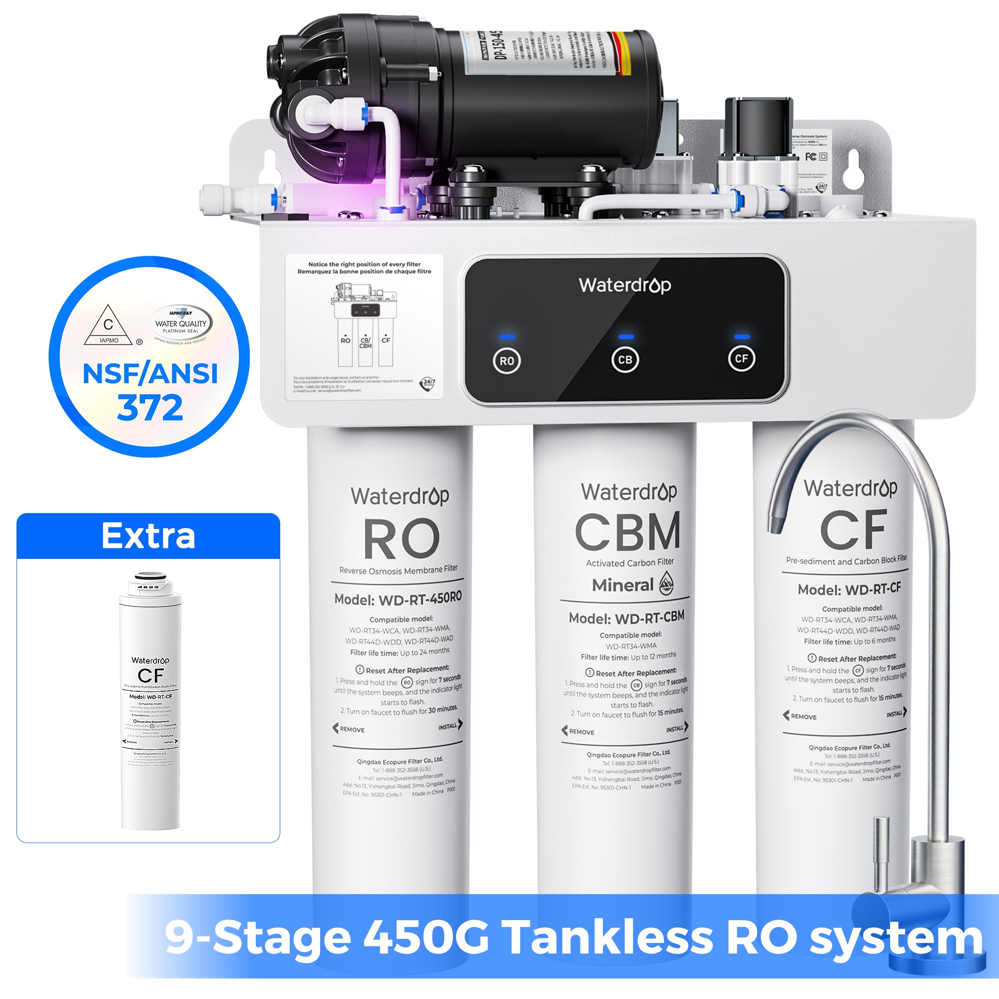 Waterdrop - T3-M Extra RT-CF Filter 5-stage Composite/Activated carbon Reverse Osmosis Filtration...