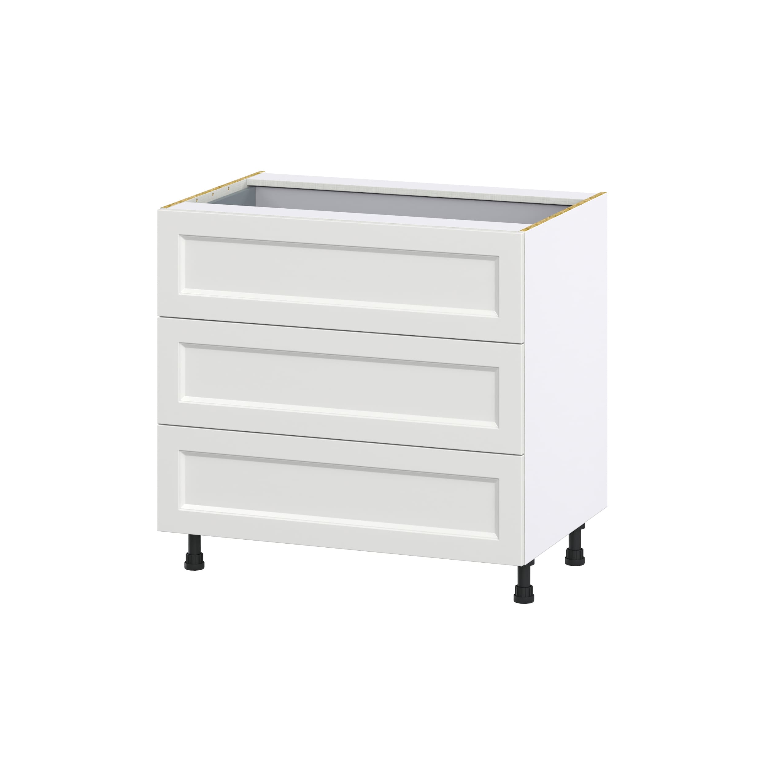 Hugo&Borg Riviera 36-in W x 34.5-in H x 24-in D Bright White 3-Drawer Base Fully Assembled Cabinet
