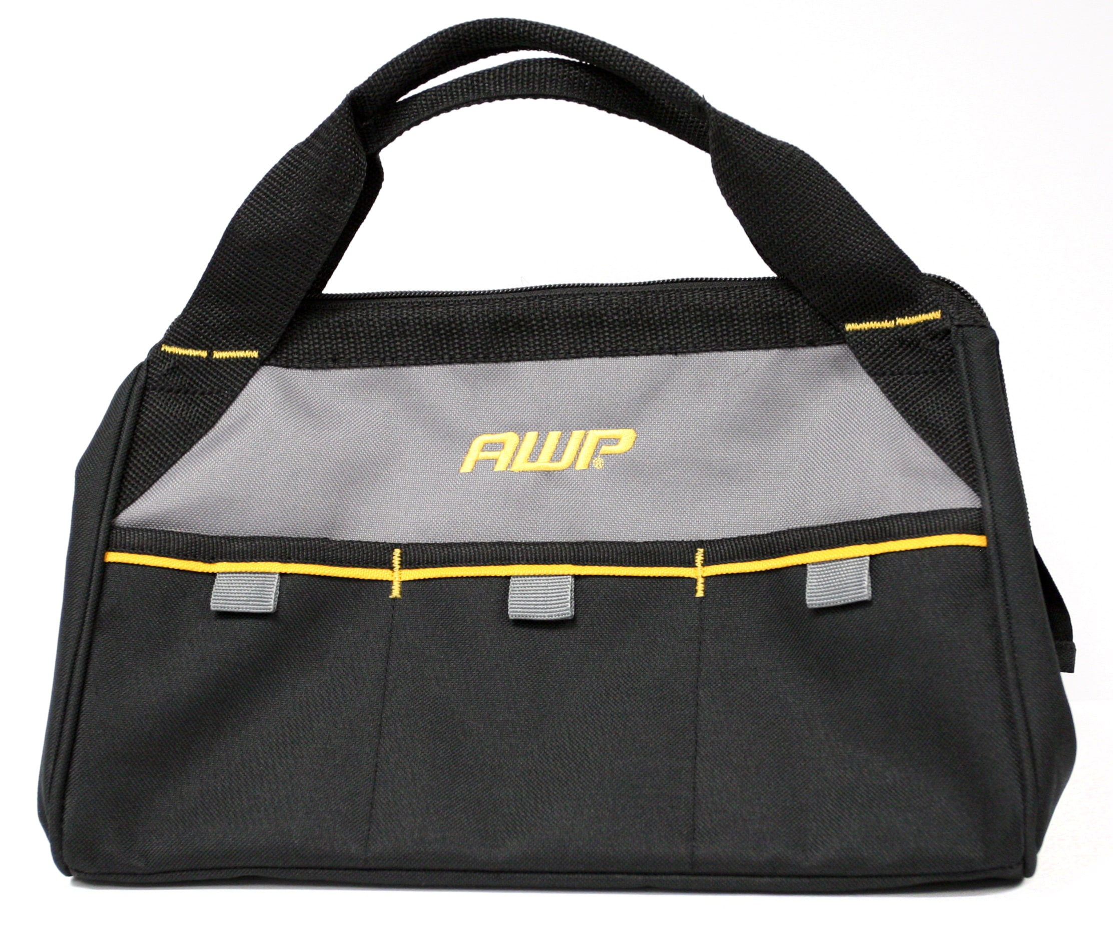 AWP Black/Gray/Yellow Polyester 13-in Zippered Tool Bag in the