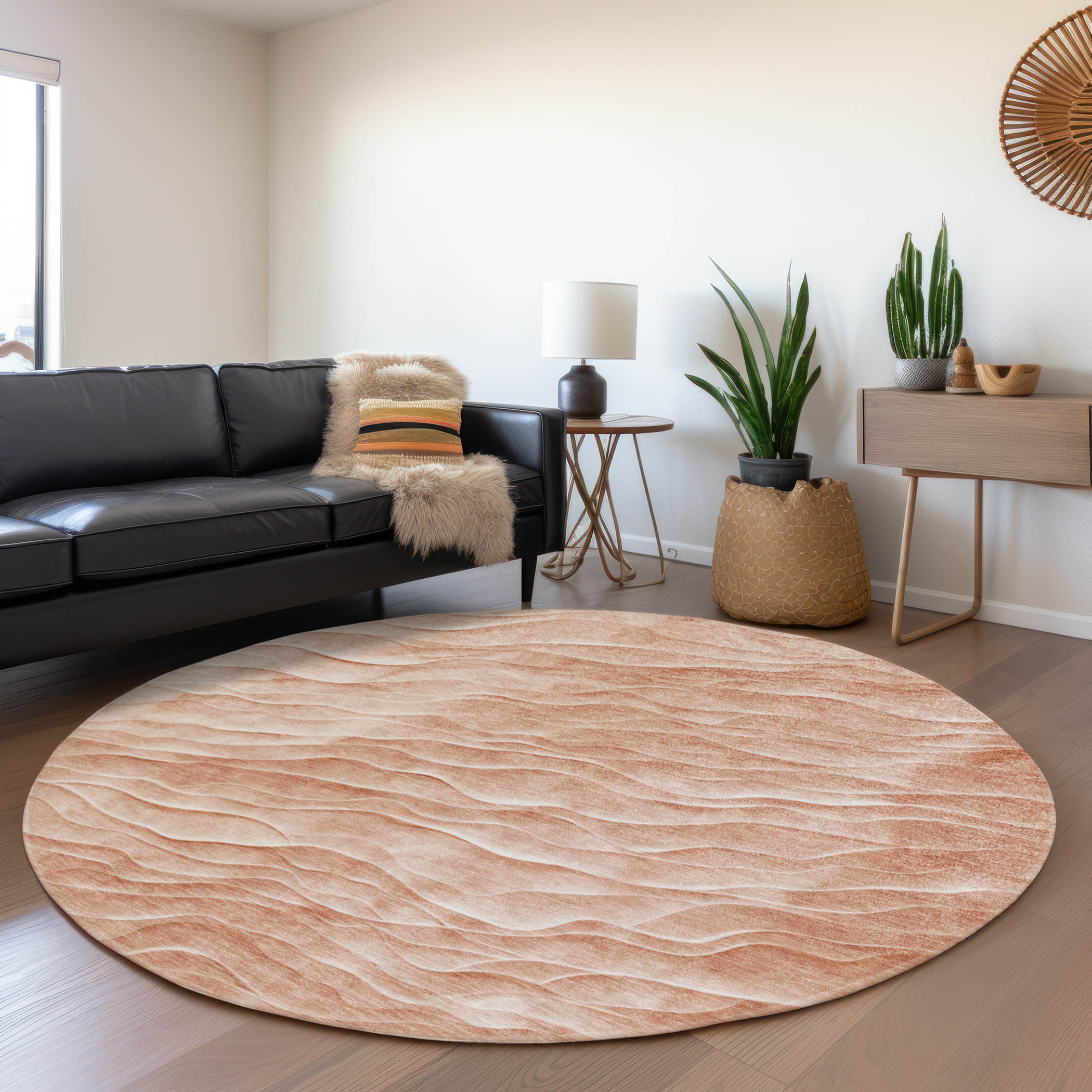 Addison Rugs ACN1615CR8RO Chantille ACN1615CR 8 x 8 (ft) Polyester Coral Round Indoor/Outdoor Geometric Machine washable Area rug