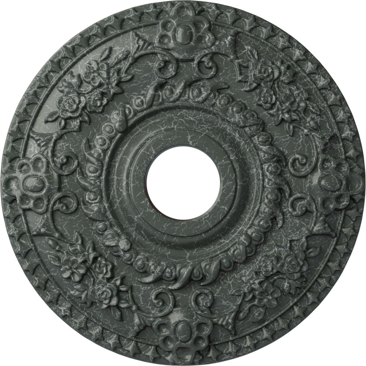 Ekena Millwork CM18ROAGC Rose 18-in W x 18-in L Painted Athenian Green Crackle Polyurethane Whole Ceiling Medallion