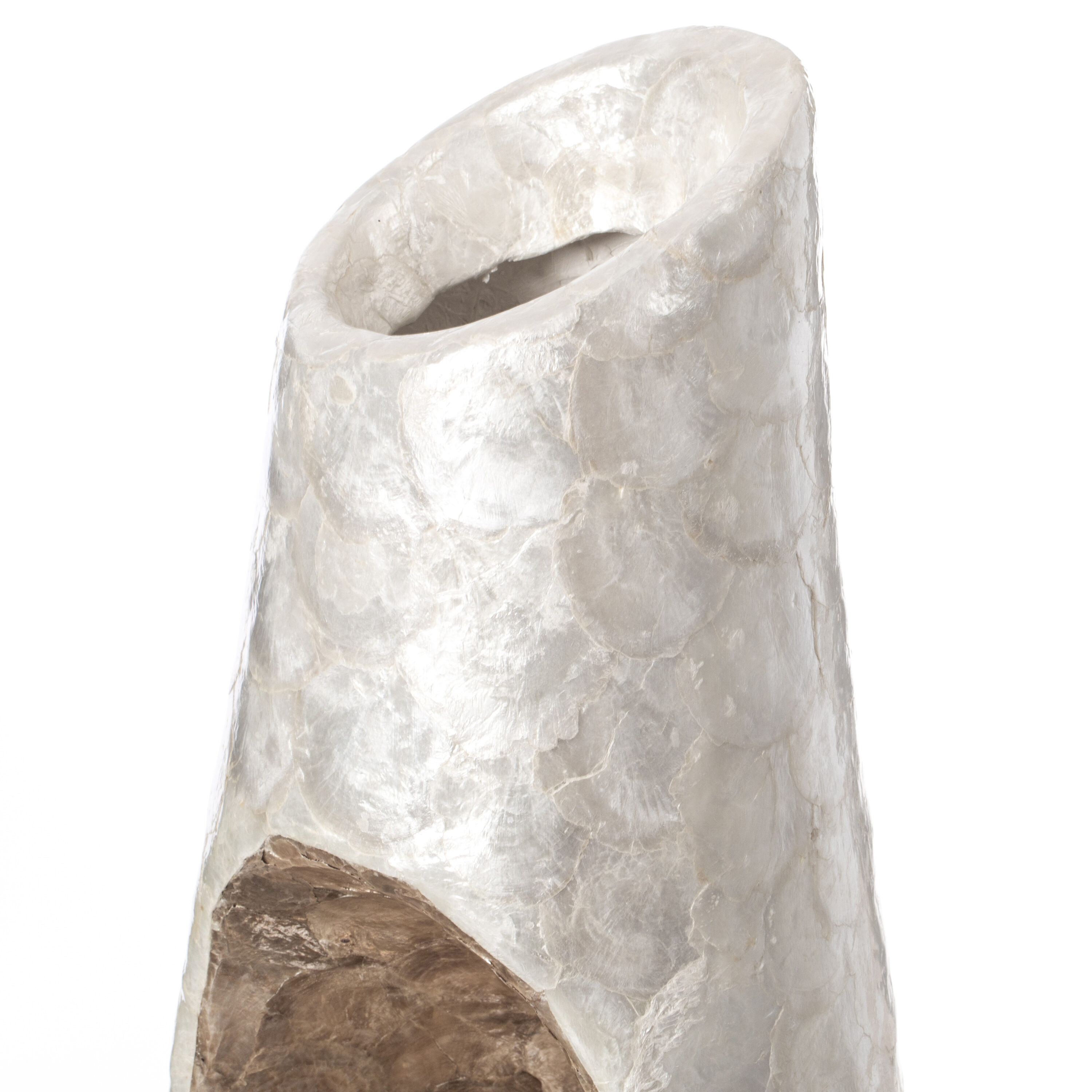 Elegant White and Gold 43" Decorative Floor Vase in Fiberglass