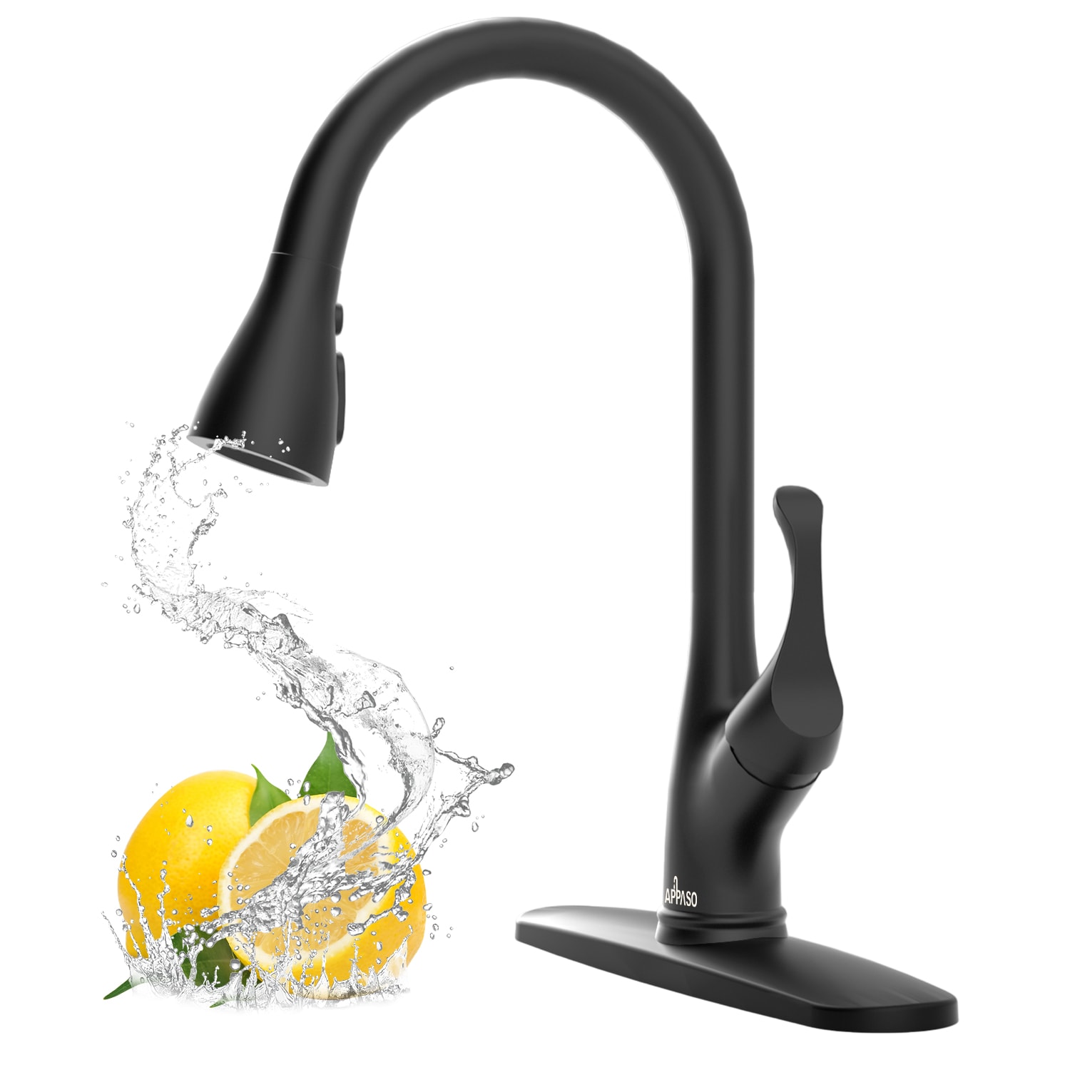 Matte Black High Arc Kitchen Faucet with Pull-Out Spray