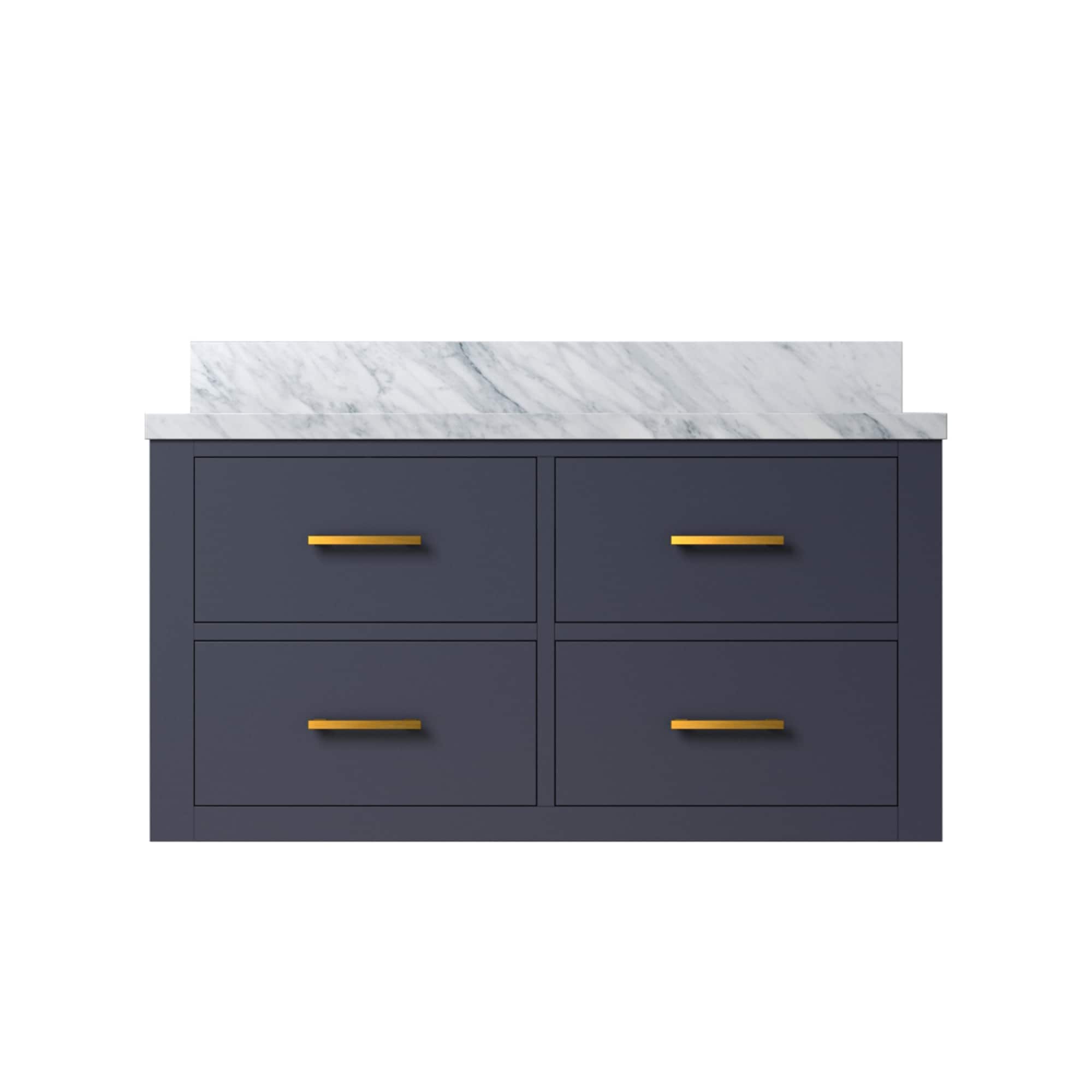 Lexora LVSO36SE100 Southold 36-in Blue Undermount Single Sink Floating Bathroom Vanity with White Carrara Marble Top