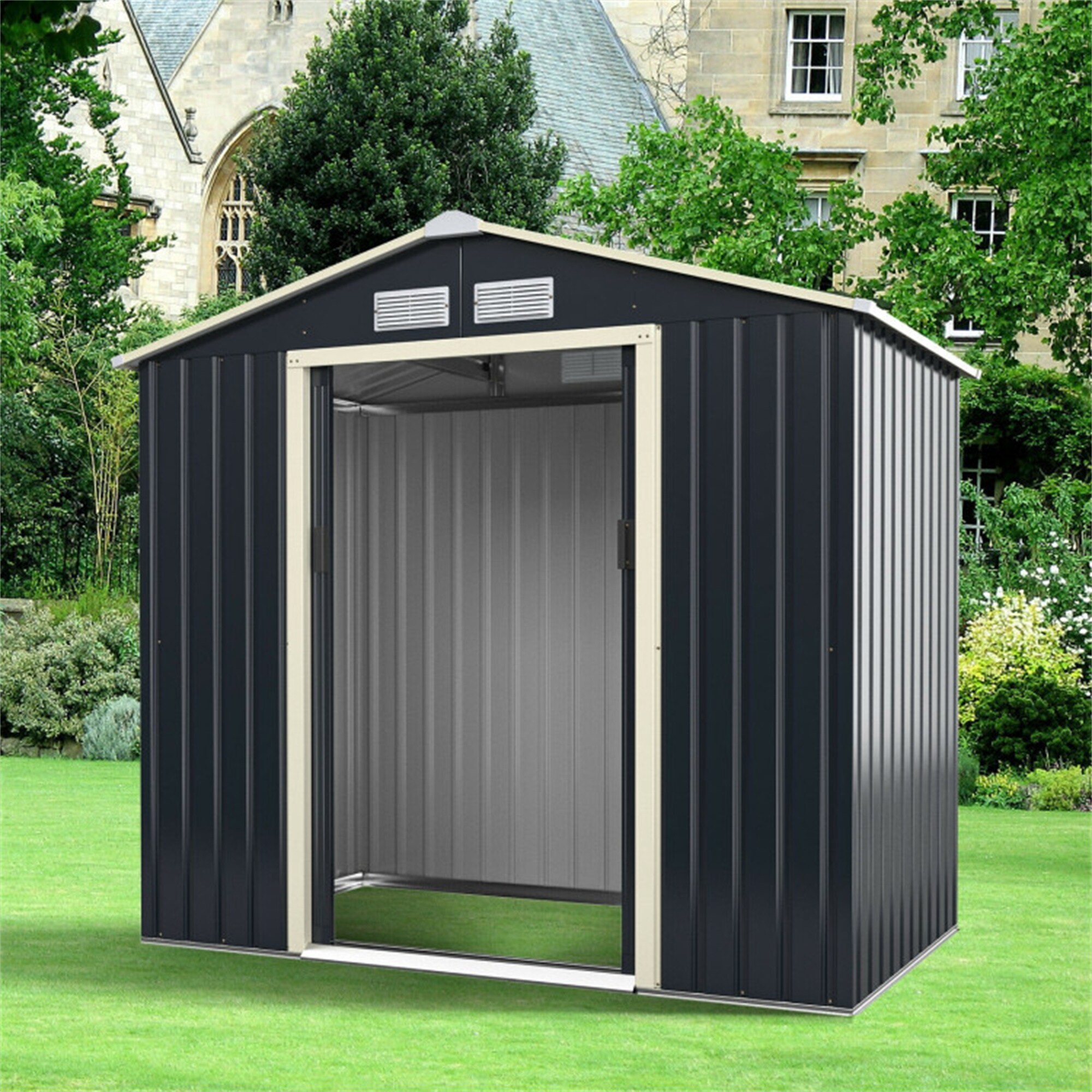 BABOOM BOM-3731GR+-CO 7-ft x 4-ft Metal Storage Shed Galvanized steel Storage Shed
