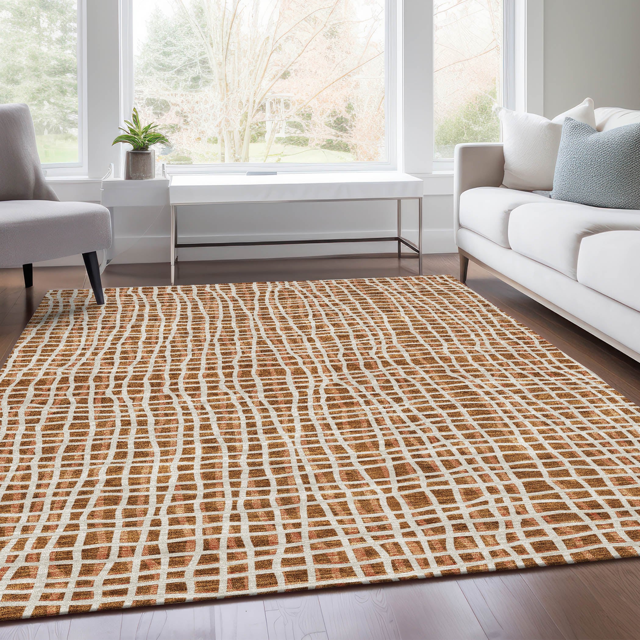Addison Rugs ACN729PK8X10 Chantille ACN729PK 8 x 10 (ft) Polyester Paprika Rectangular Indoor/Outdoor Geometric Machine washable Area rug