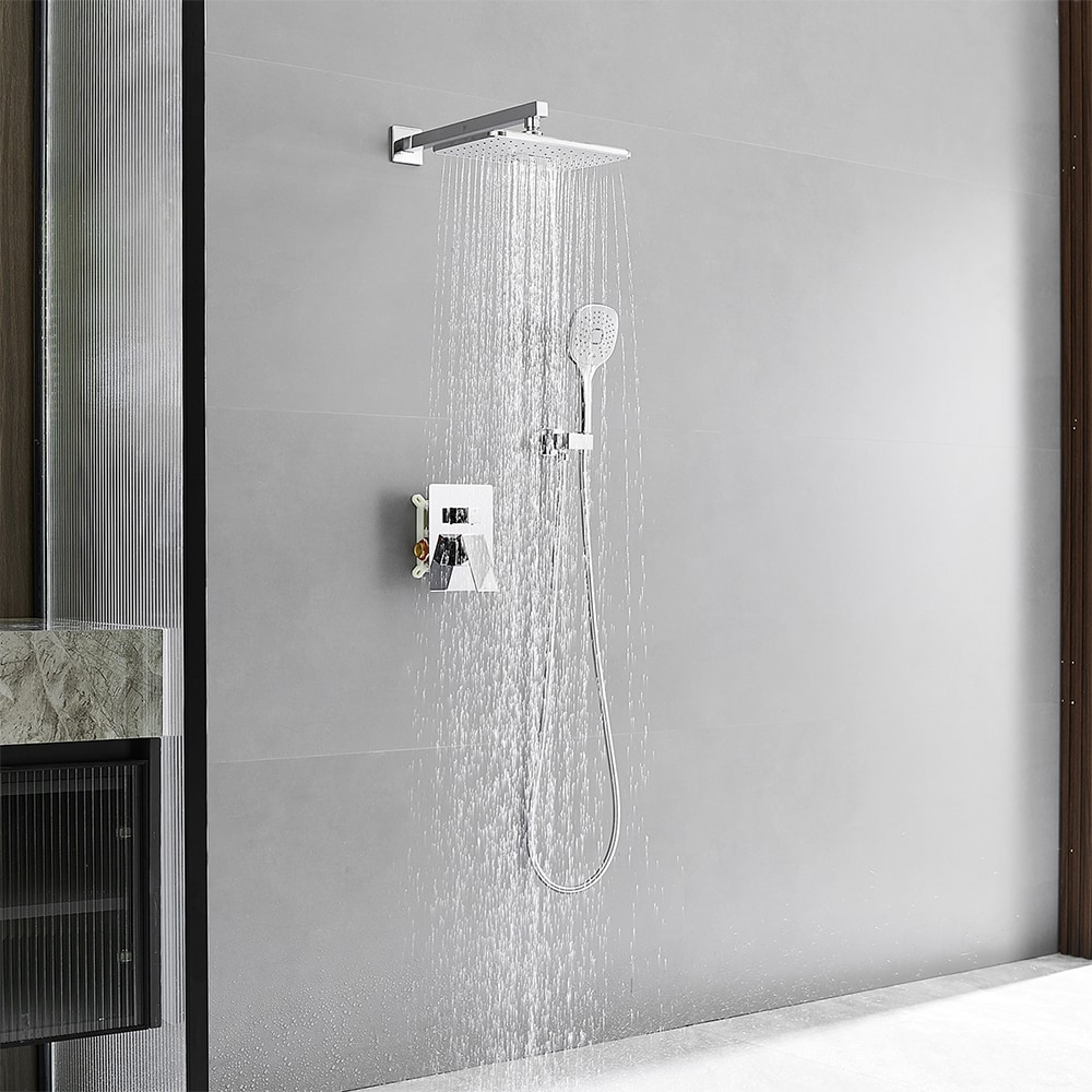 BWE Polished Chrome 1-handle Multi-head Rectangle Shower Set Faucet ...