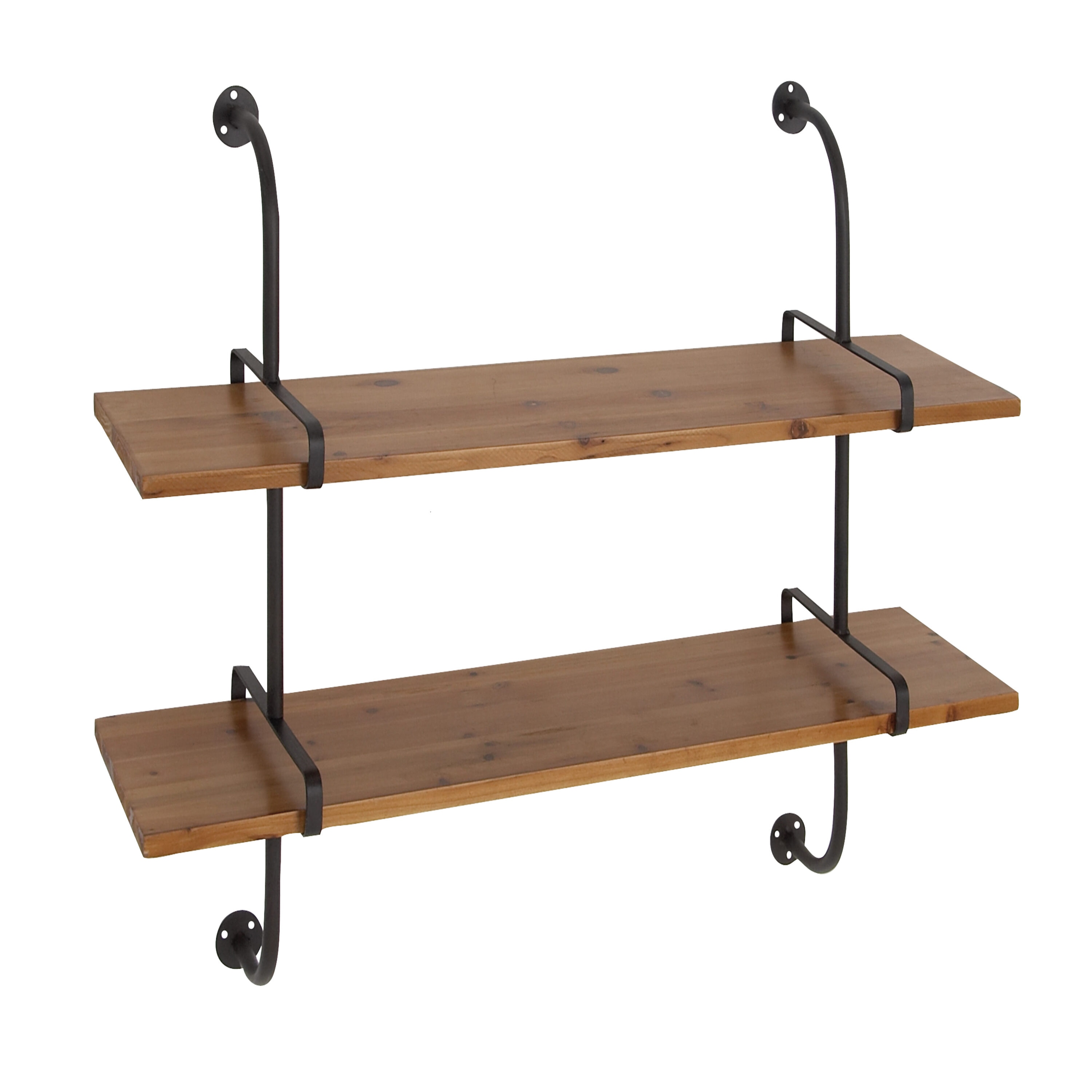 Grayson Lane Rust Brown with Dark Gray Wood Shelves Wood Floating Shelf  38-in L x 10-in D (3 Decorative Shelves) in the Wall Mounted Shelving  department at