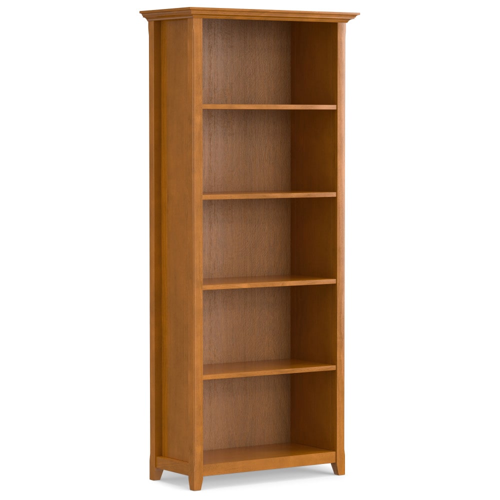 Simpli Home AXCAMH09-LGB Amherst Light Golden Brown Wood 5 -Shelf Bookcase ( 30-in W x 70-in H x 14-in D ) Stained