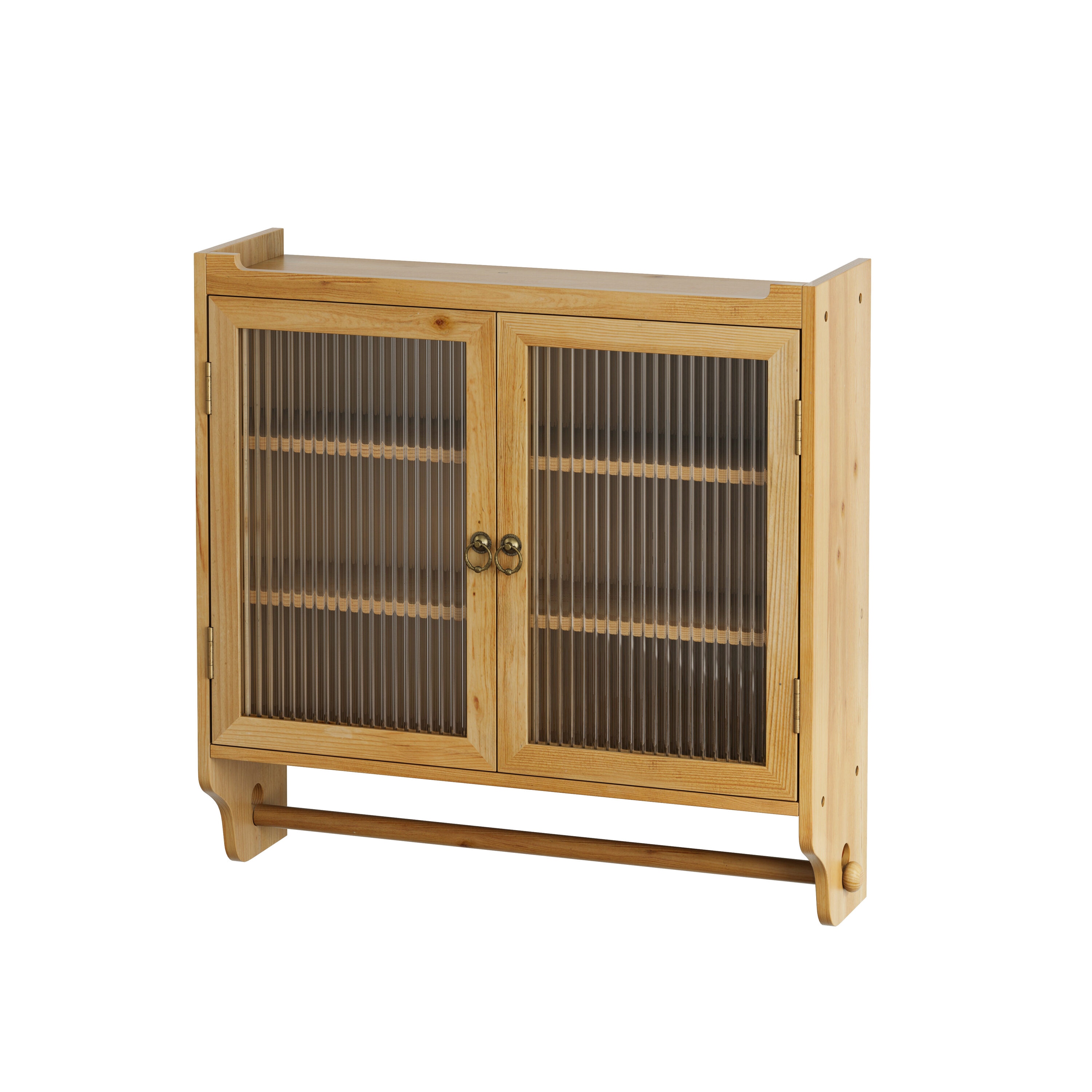 Siavonce XH70145 24.8-in W x 23.62-in H Wood Natural Wall-mount Utility Storage Cabinet