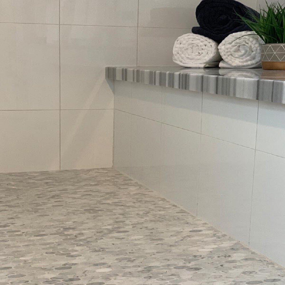 Apollo Tile Athens White 11-in x 12-in Polished Natural Stone Marble Circular Marble Look Floor and Wall Tile (4.51-sq. ft/ Carton)