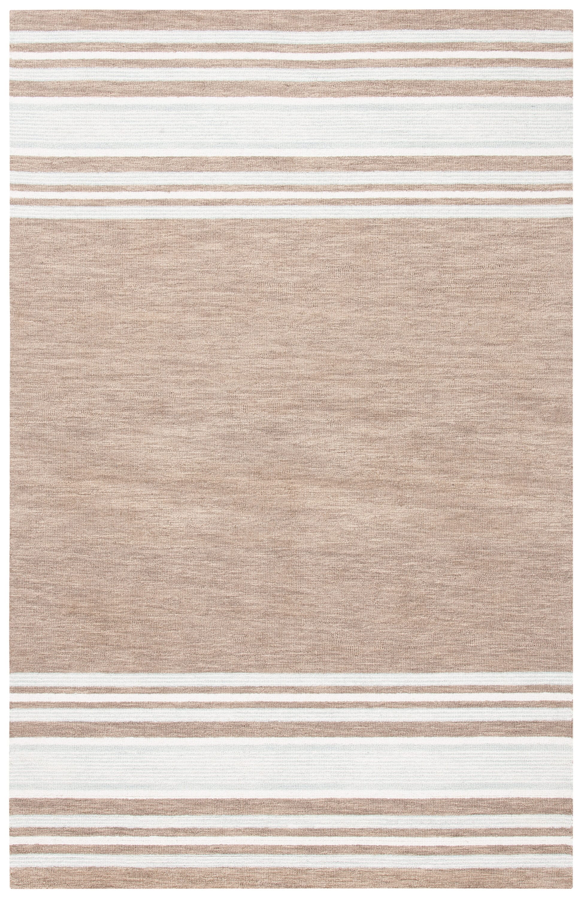 Ivory and Brown Hand-Tufted Wool Rectangular Area Rug