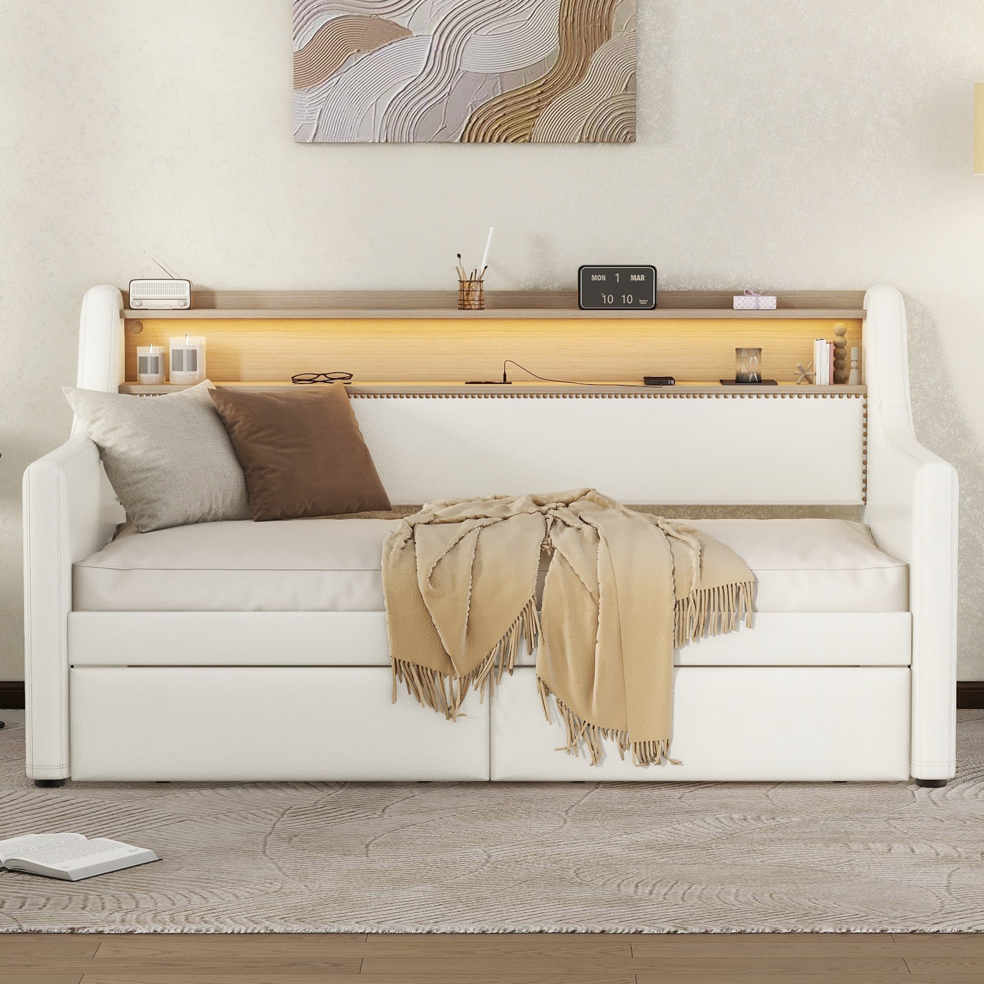 Lycvki 1252 Beige Contemporary/Modern Twin Sofa bed