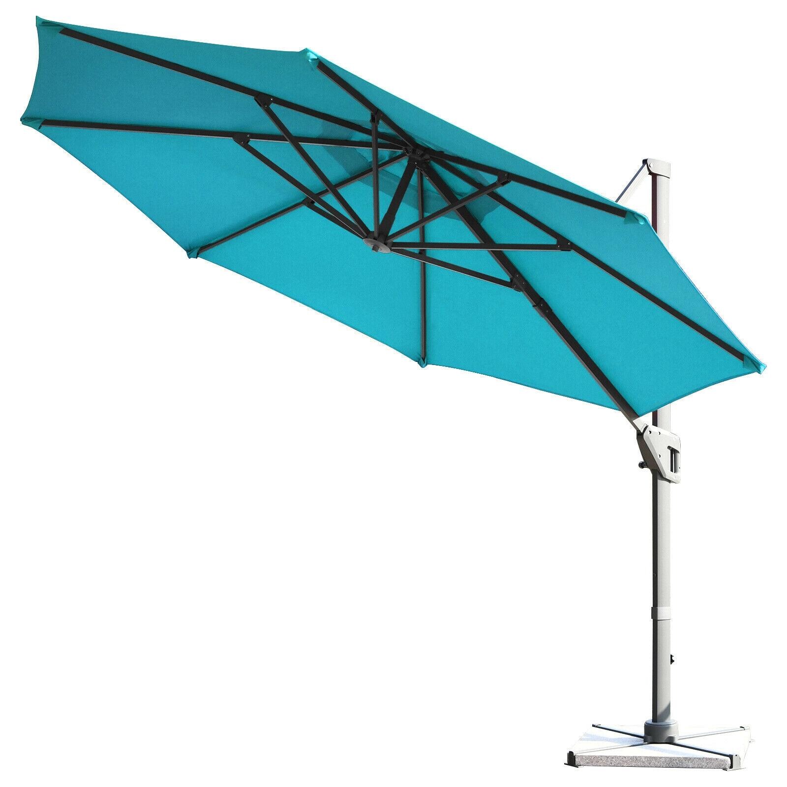 Clihome CL-TU10190 11-ft Aluminum Blue Crank Cantilever Patio Umbrella