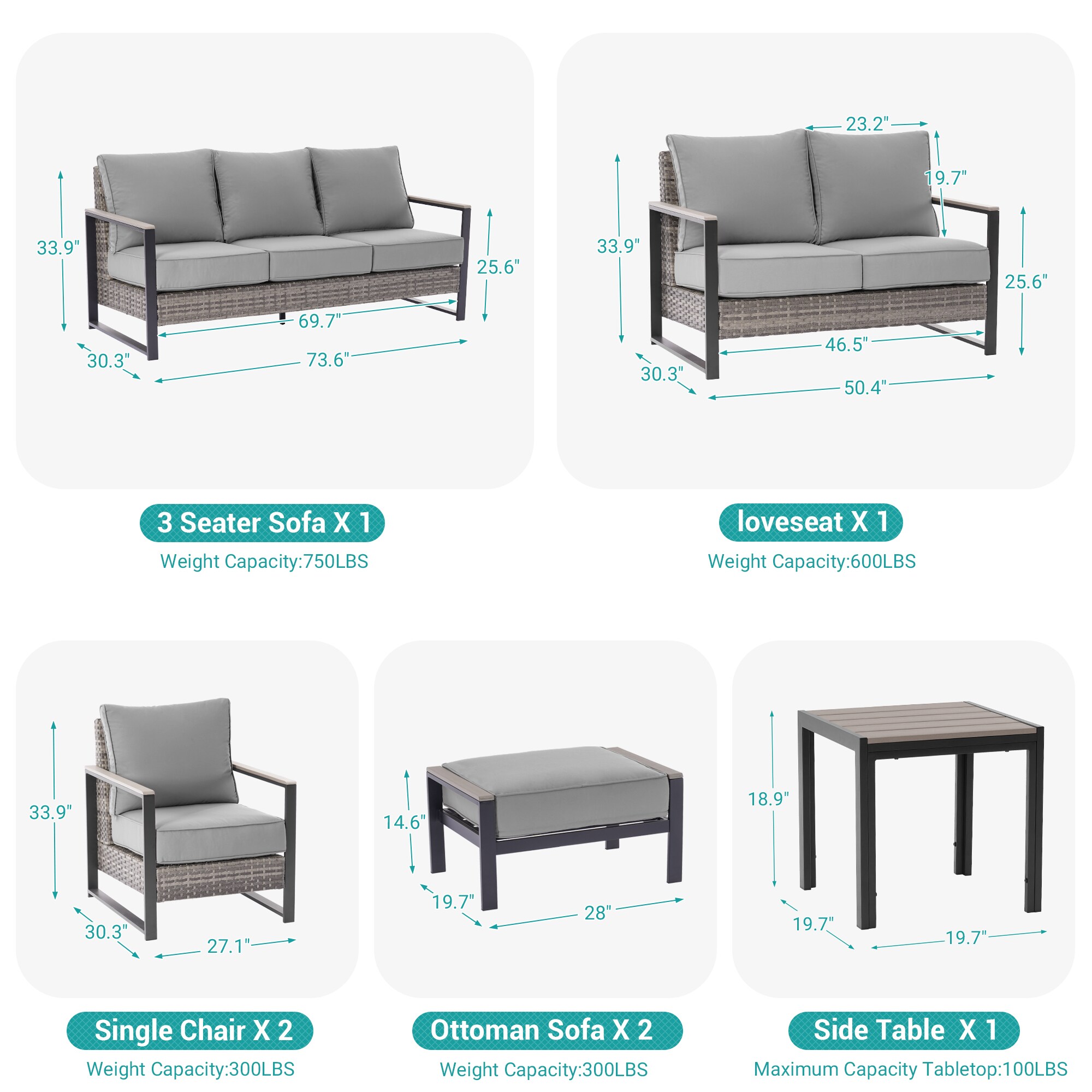ACEGOSES LW-148HGY-S3T7 Patio-Conversation-Sets - View #3