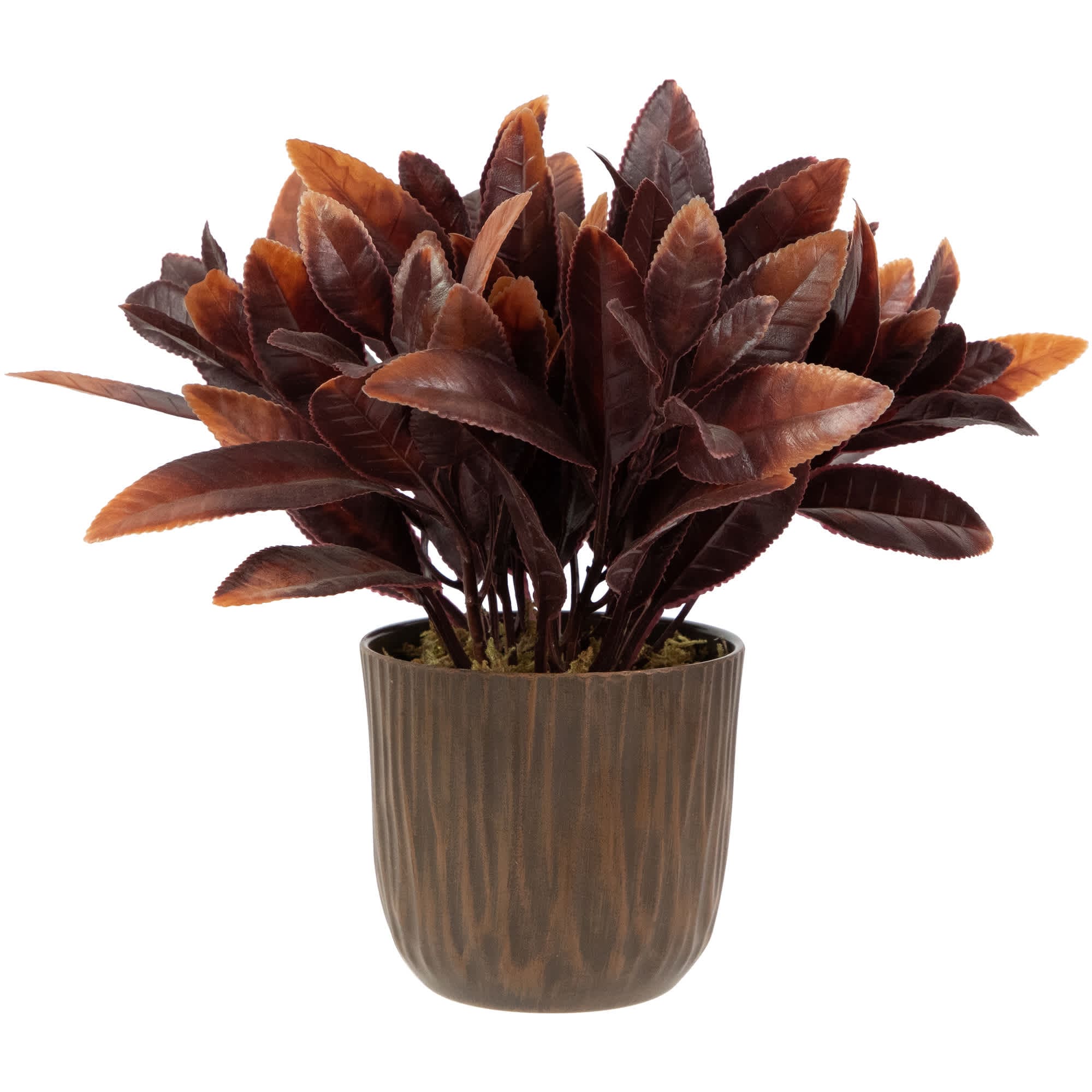 Northlight Two-Tone Artificial Foliage Plant in a Textured Lined Pot - 8 inch