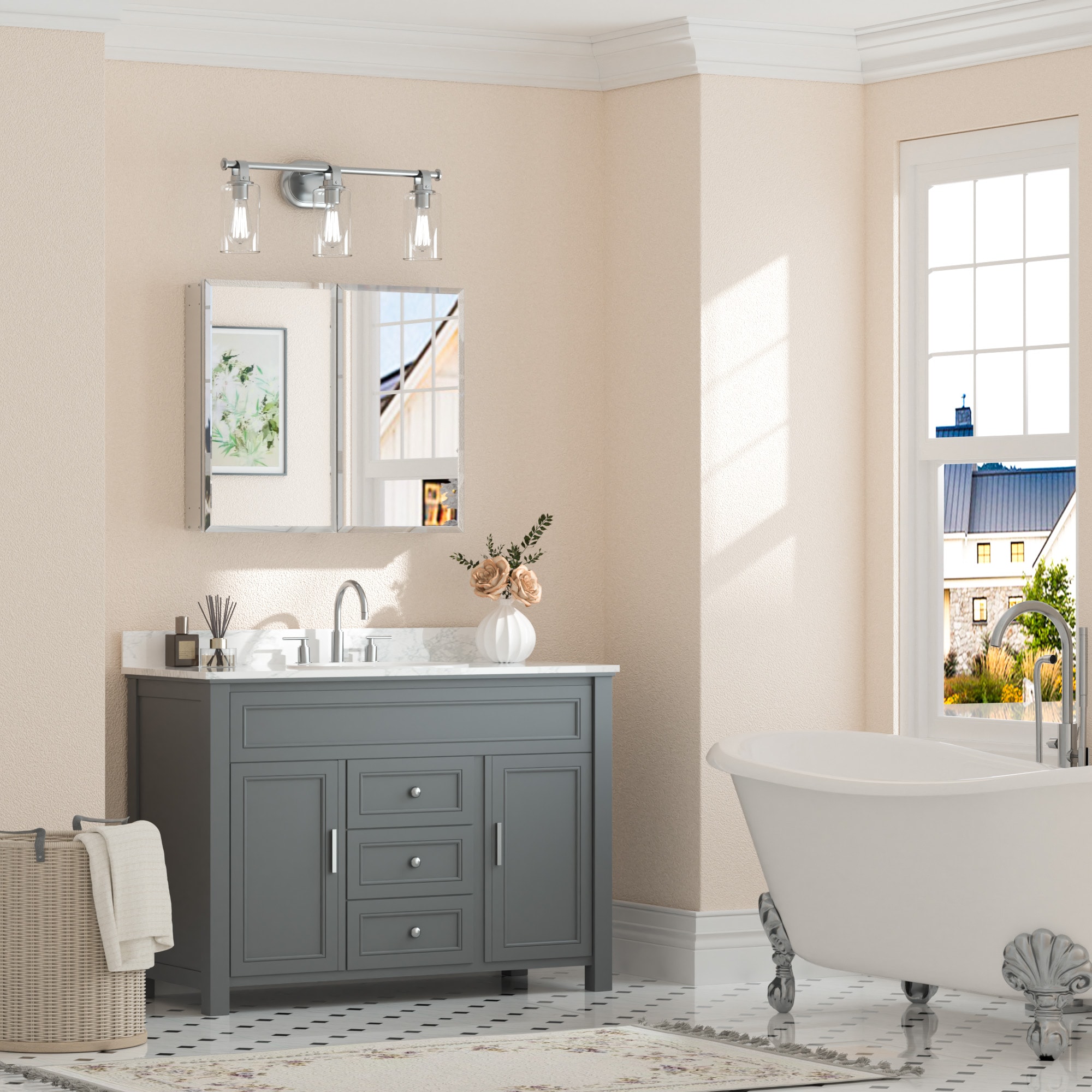 Keonjinn LW-JG-FJXP-7666-SI Bathroom-Medicine-Cabinets - View #2