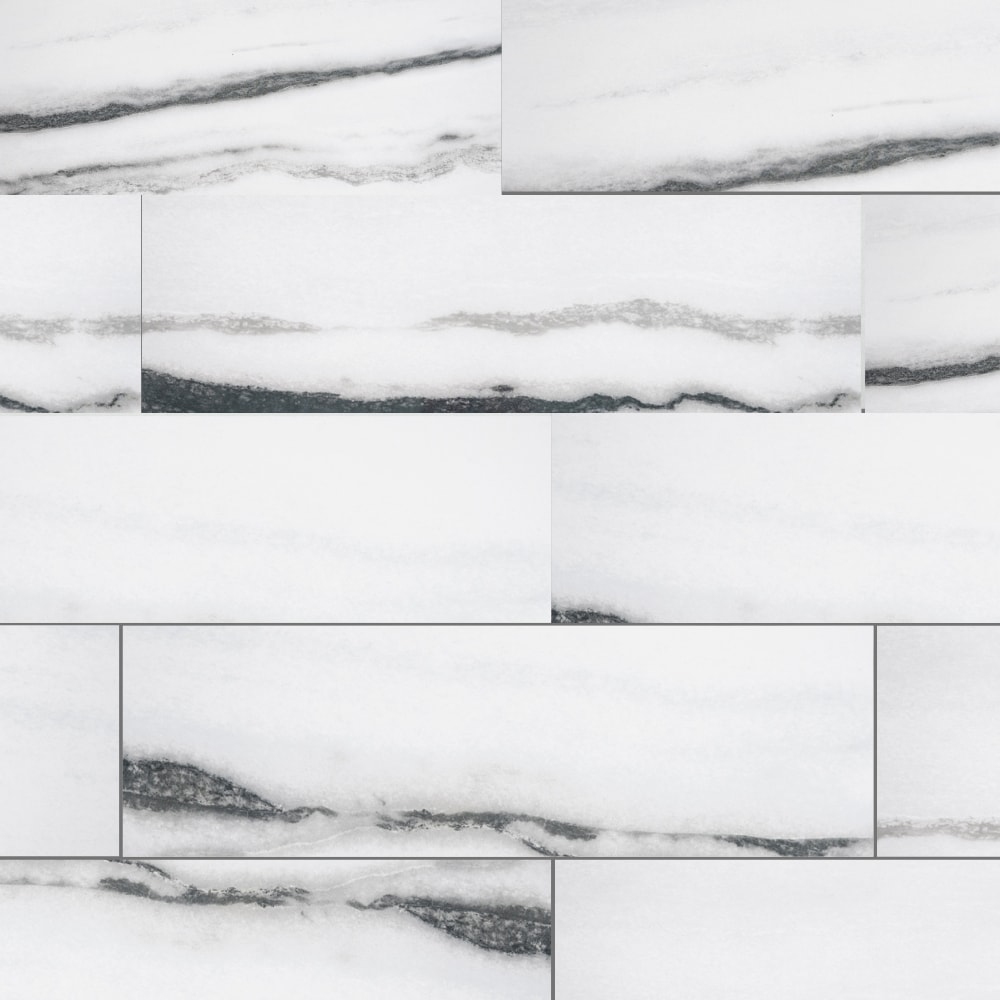 The Tile Life SPREX0412GW Sample- Pent House White Fantasy 4-in x 4-in Polished Porcelain Marble Look Floor and Wall Tile