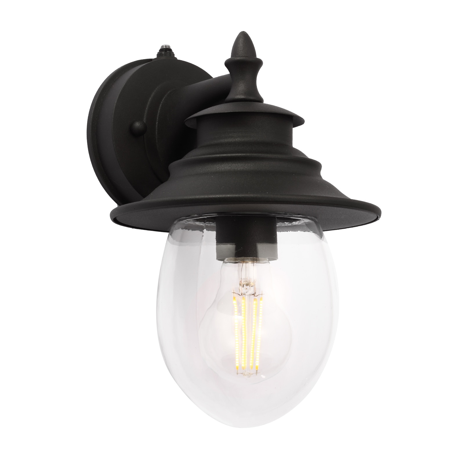 LTMATE LSWL104 JAZAVA 1 -Light 10.25-in H Matte Black Hardwired Dusk to Dawn Outdoor Wall Light