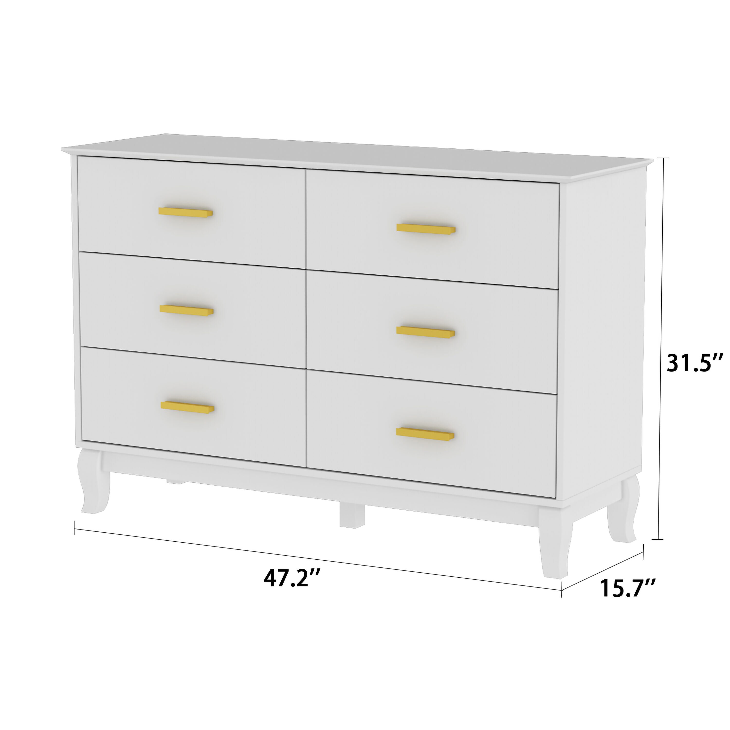 FUFU&GAGA Contemporary White 6-Drawer Standard Dresser With Spacious ...