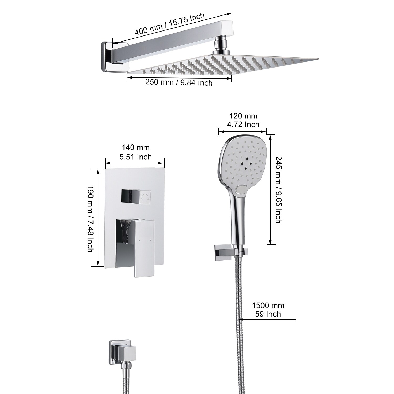 GZMR MR-EB-W-2-12-MB Showerhead-Bar-Panels - View #10