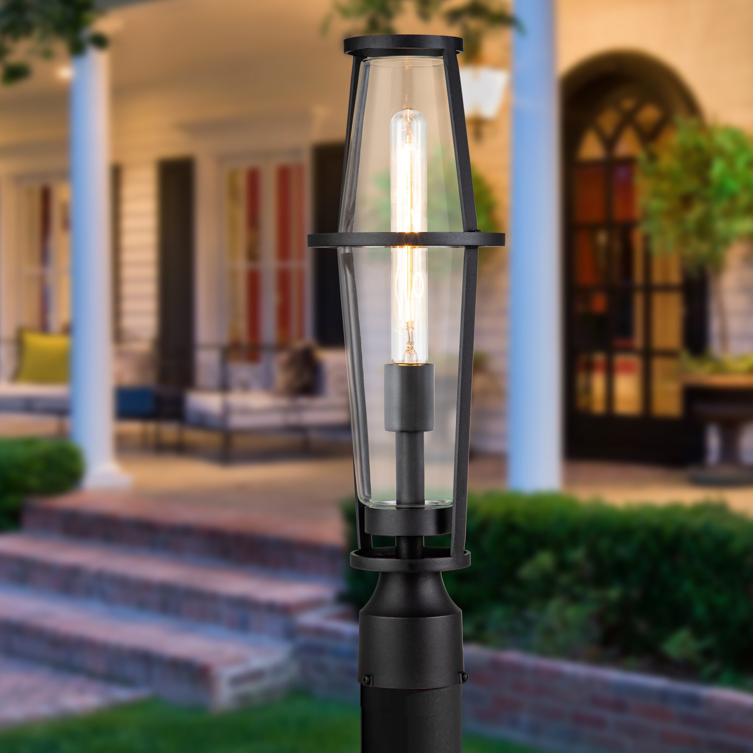 Hukoro 16.5-in Matte Black Modern/Contemporary Outdoor Light Post Lantern