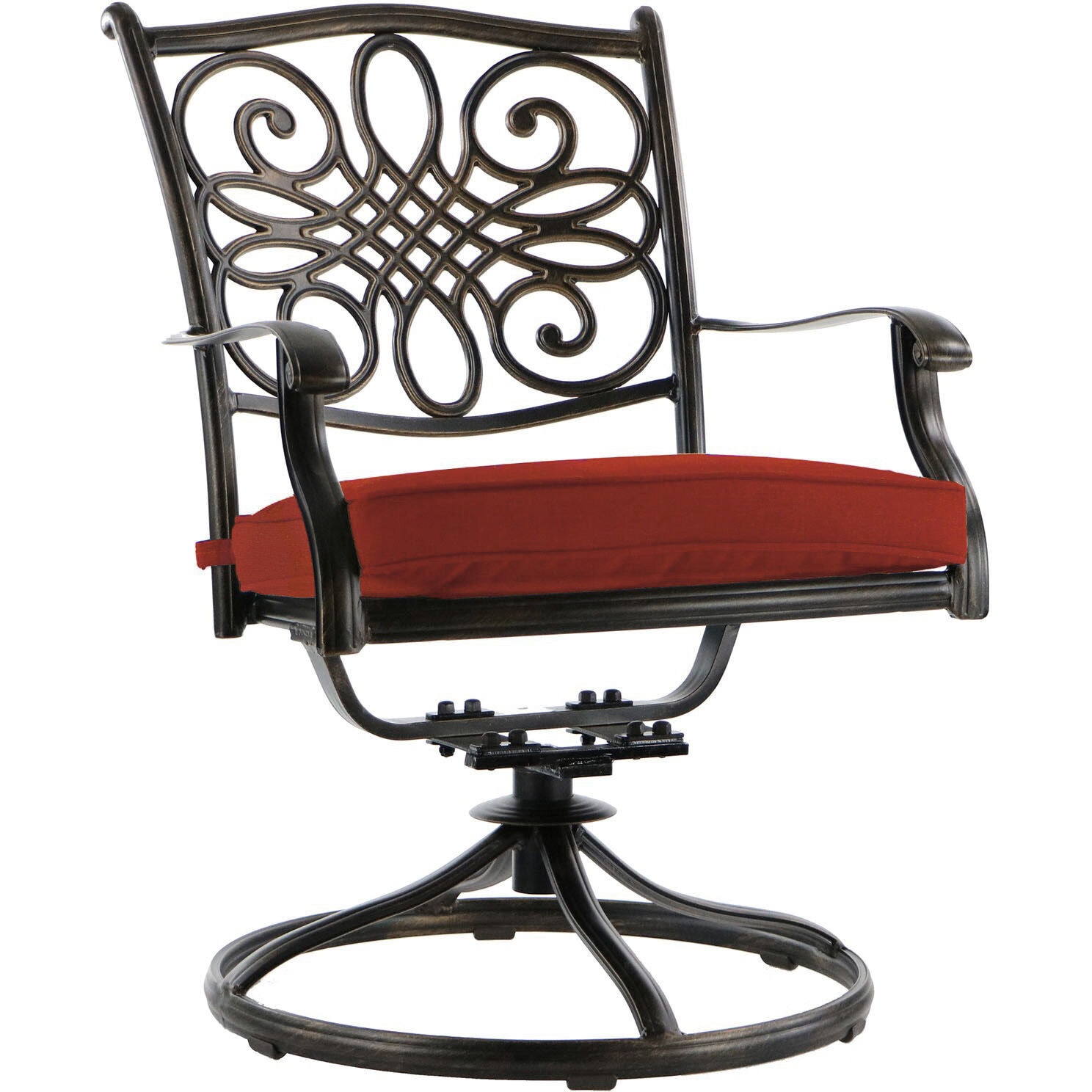 Classic Round Aluminum Outdoor Dining Set with Red Cushions