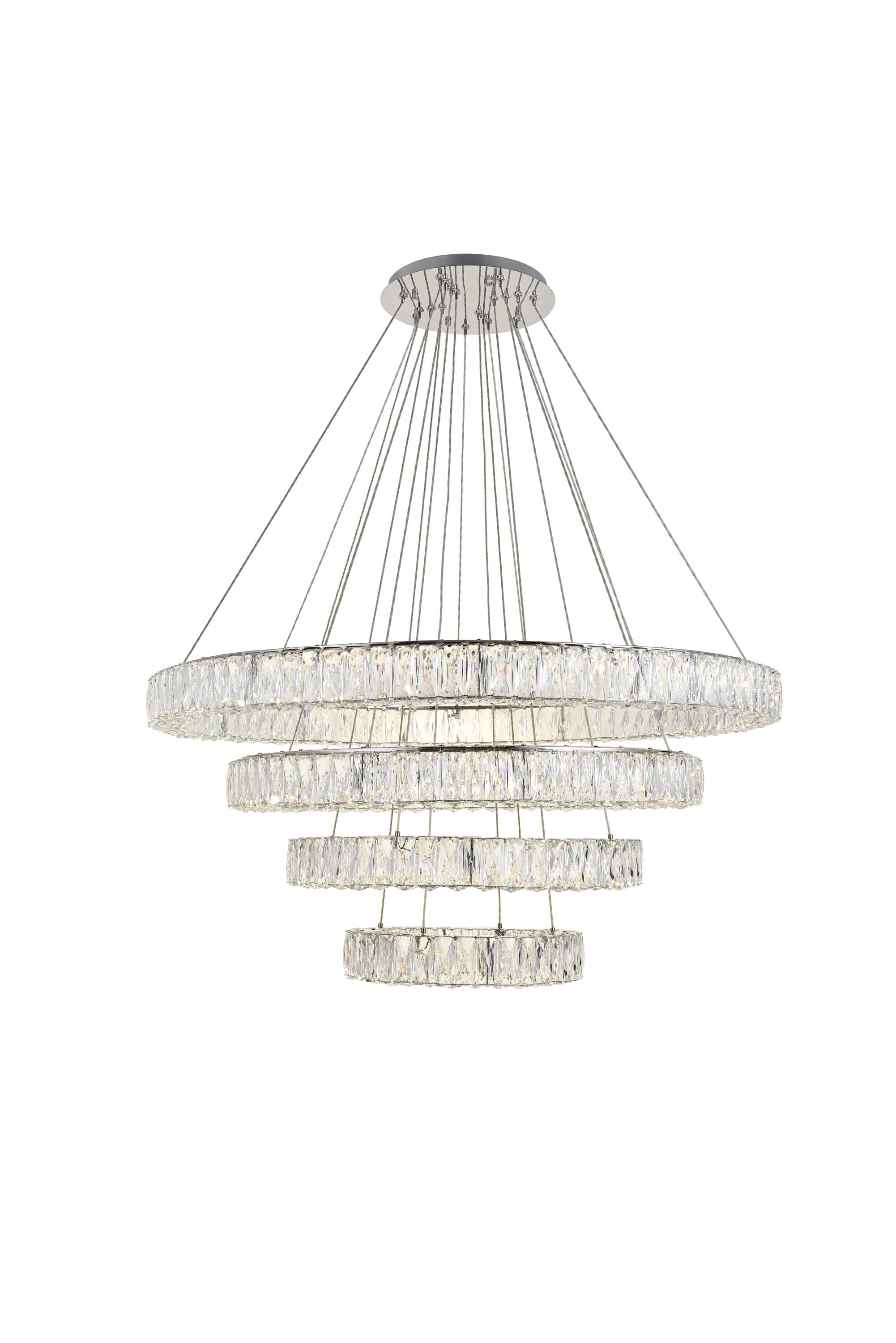 Monroe Chrome Drum LED Chandelier with Clear Crystals