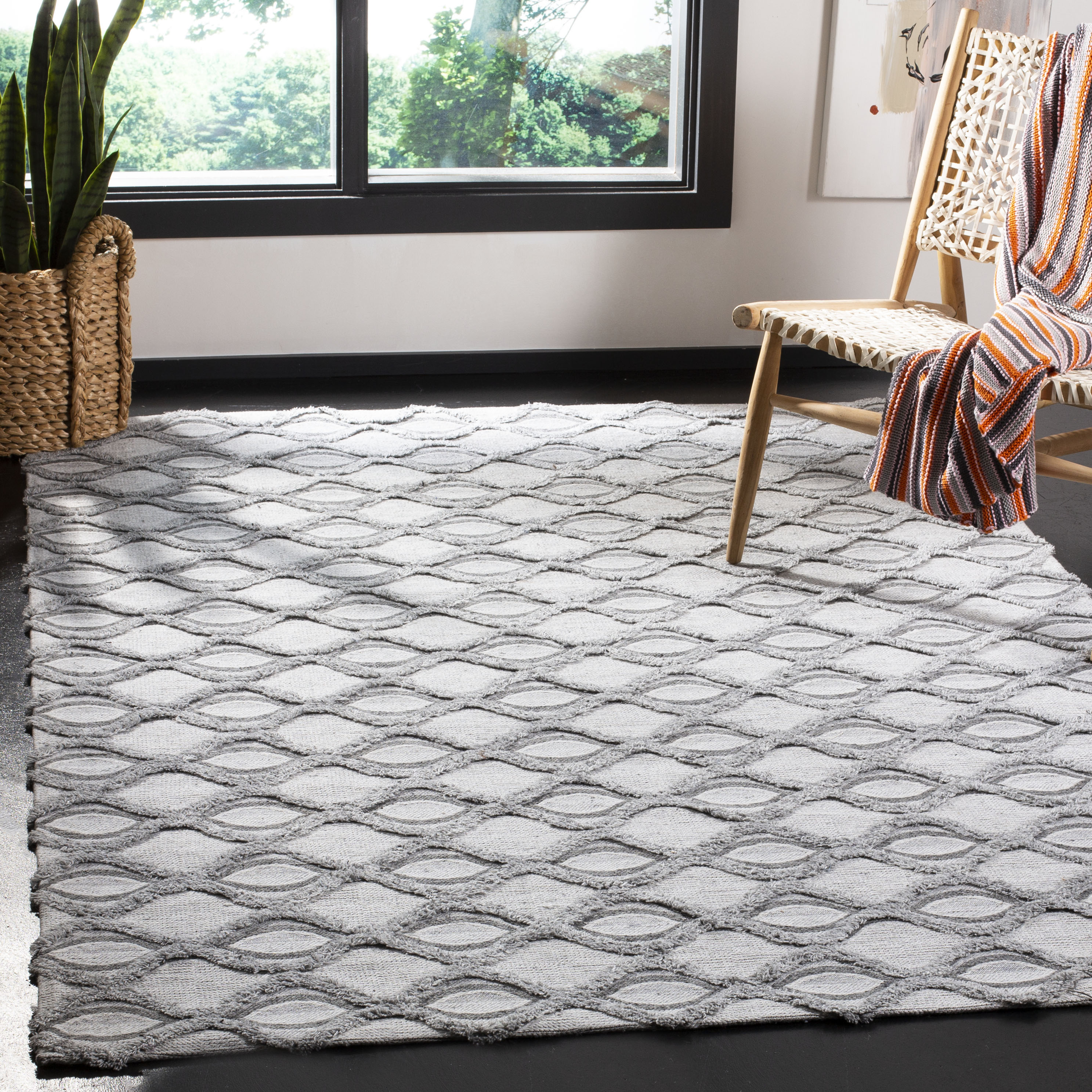 Safavieh MRB601F-3 Marbella Tela 3 x 5 (ft) Loomed Synthetic Gray/Charcoal Rectangular Indoor Abstract Coastal Throw rug