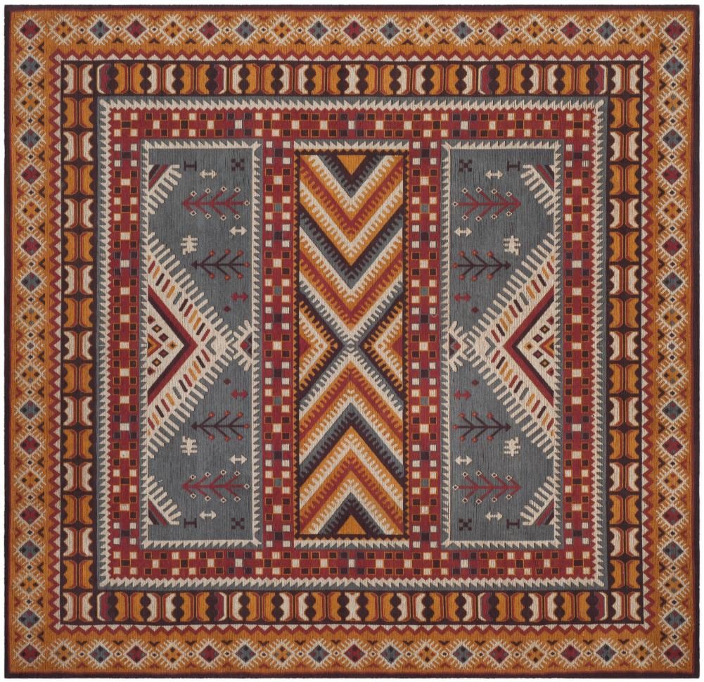 Safavieh CLV511C-6SQ Classic Vintage Clia 6 x 6 (ft) Loomed Cotton Slate/Mustard Square Indoor Abstract Southwestern Area rug